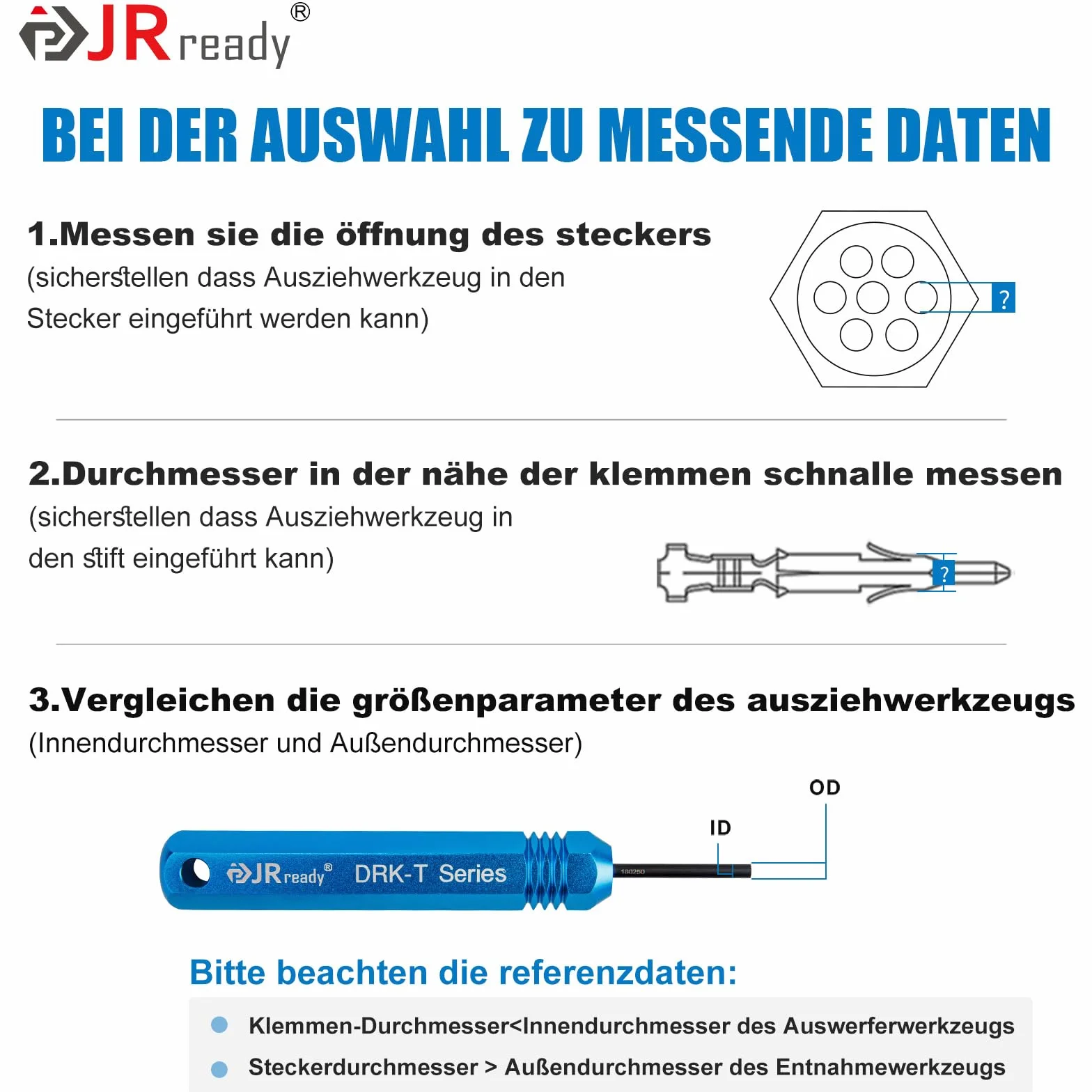 JRready ST5252 Set di 7 attrezzi per terminali AMP Molex .062" .093" Delphi Weather-Pack