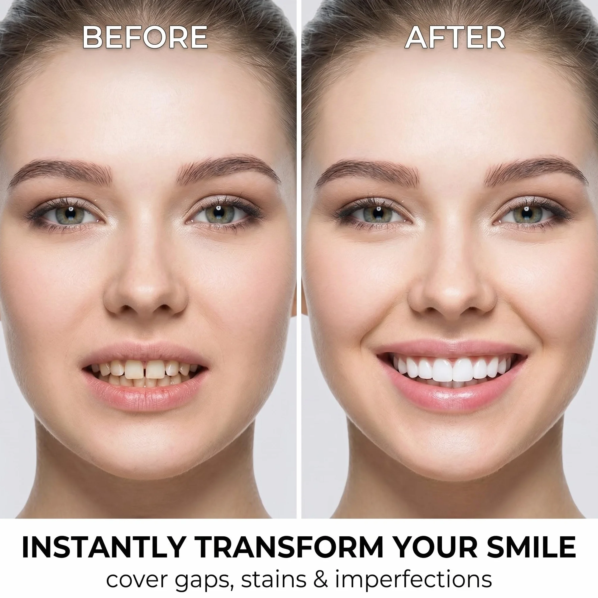 Faccette Denti Cosmetici, 4 Facette Dentali a Scatto Ultra Sottile, Copertura Imperfetti Denti, Protesi Temporanee