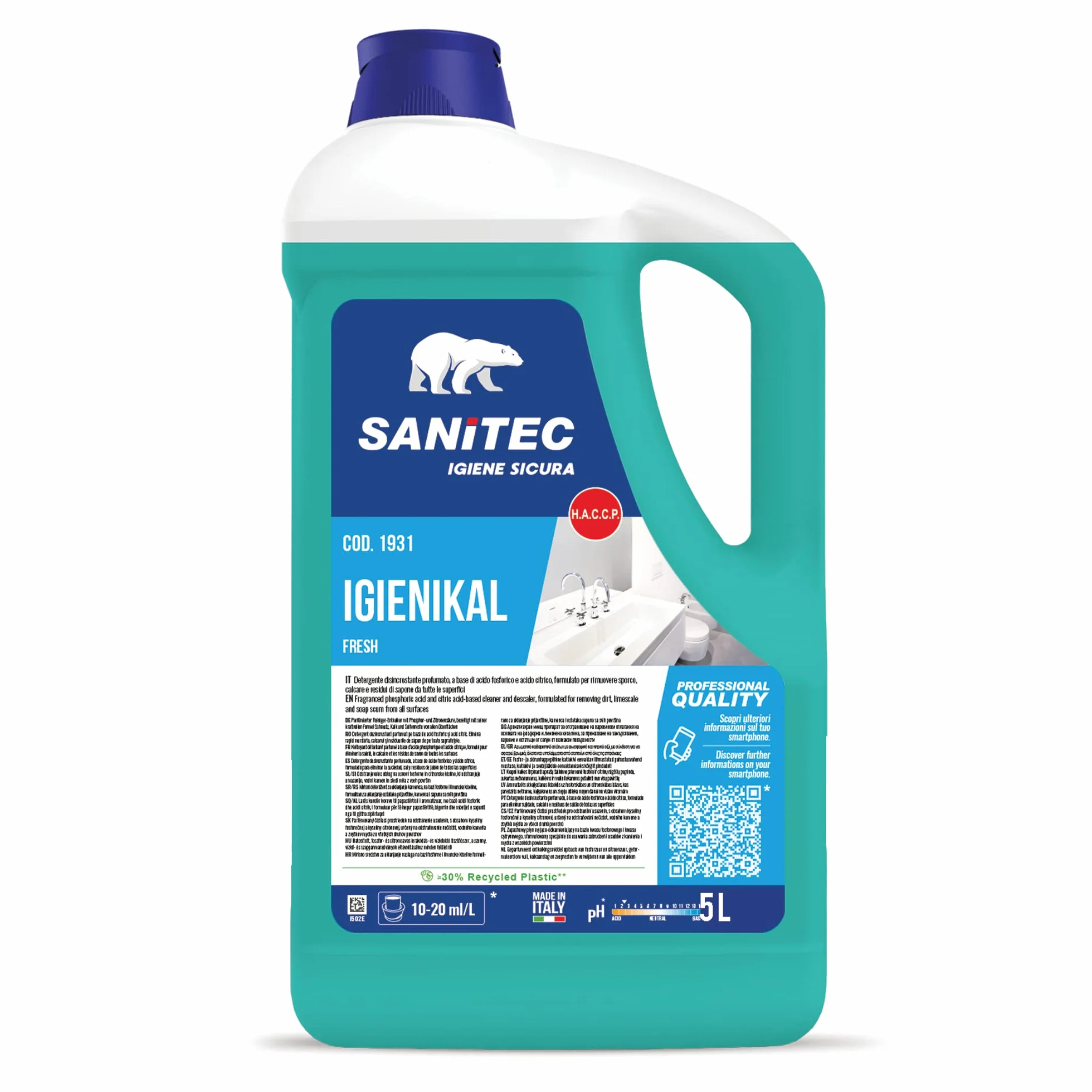Sanitec Igienikal Bagno Classic Detergente Spray Disincrostante Anticalcare 5 kg