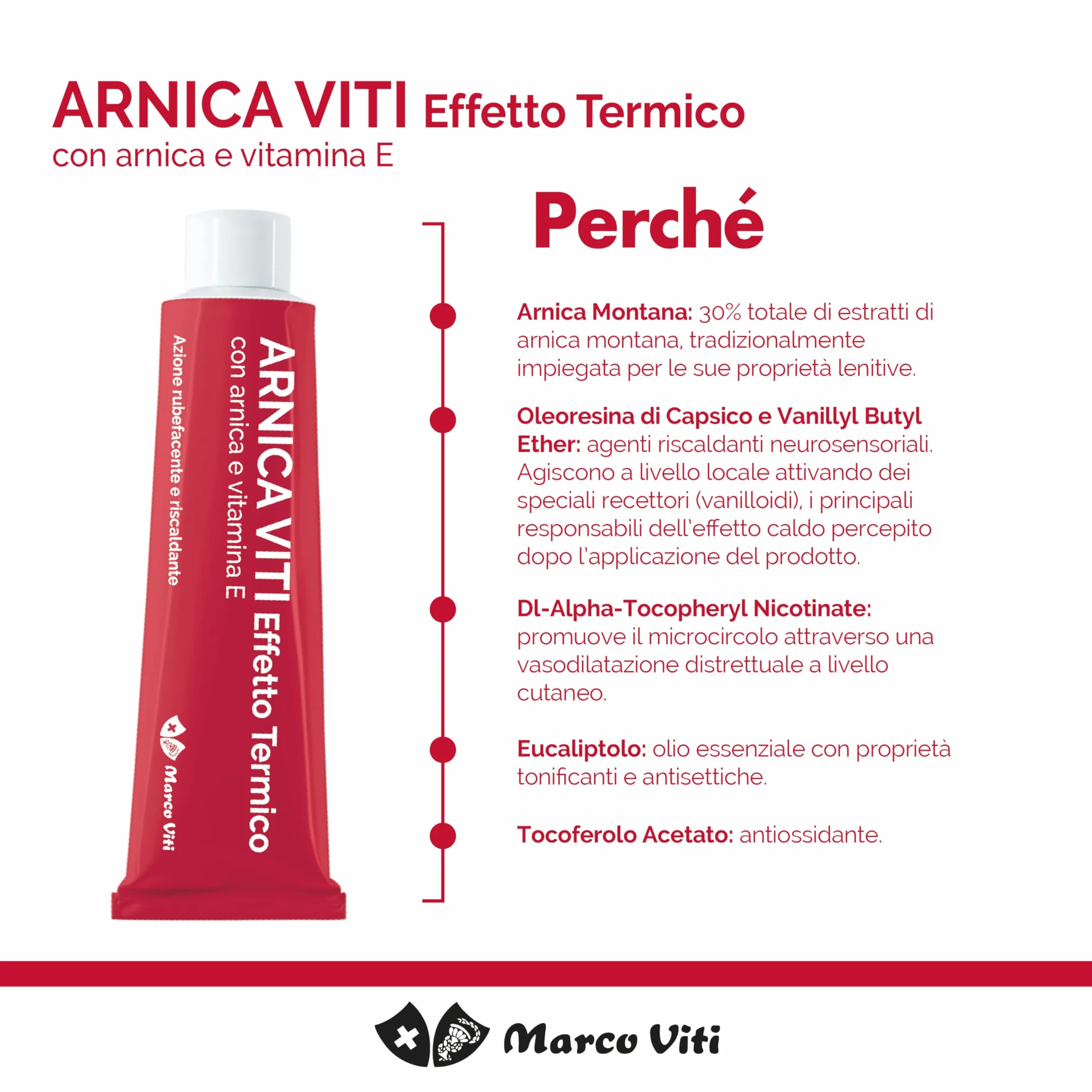 Marco Viti Arnica Viti Effetto Termico 100 ml Emulsione Riscaldante a Rapido Assorbimento per Dolori Muscolari e Articolari