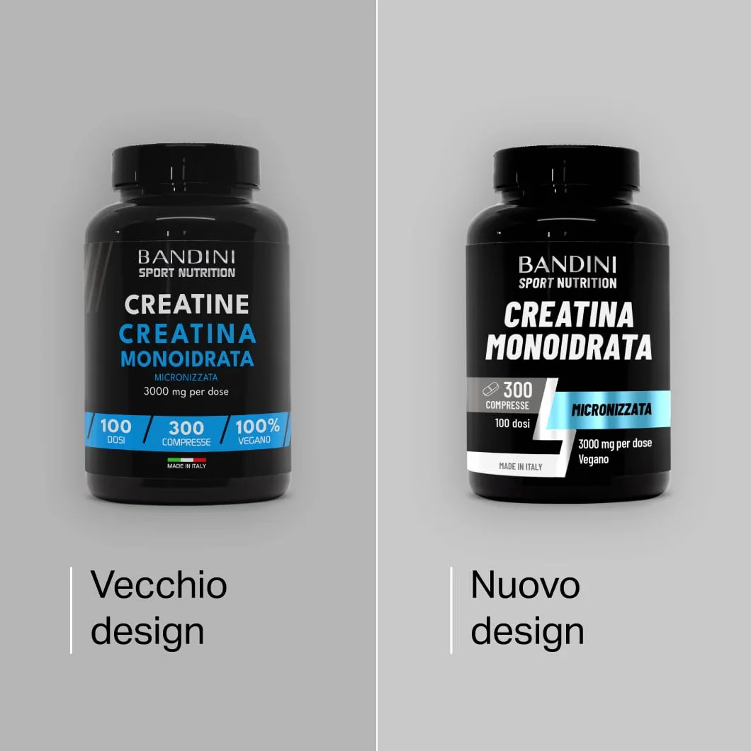 Bandini Creatina Monoidrata 300 Compresse 3000mg Integratore Allenamento Pre Workout Vegan