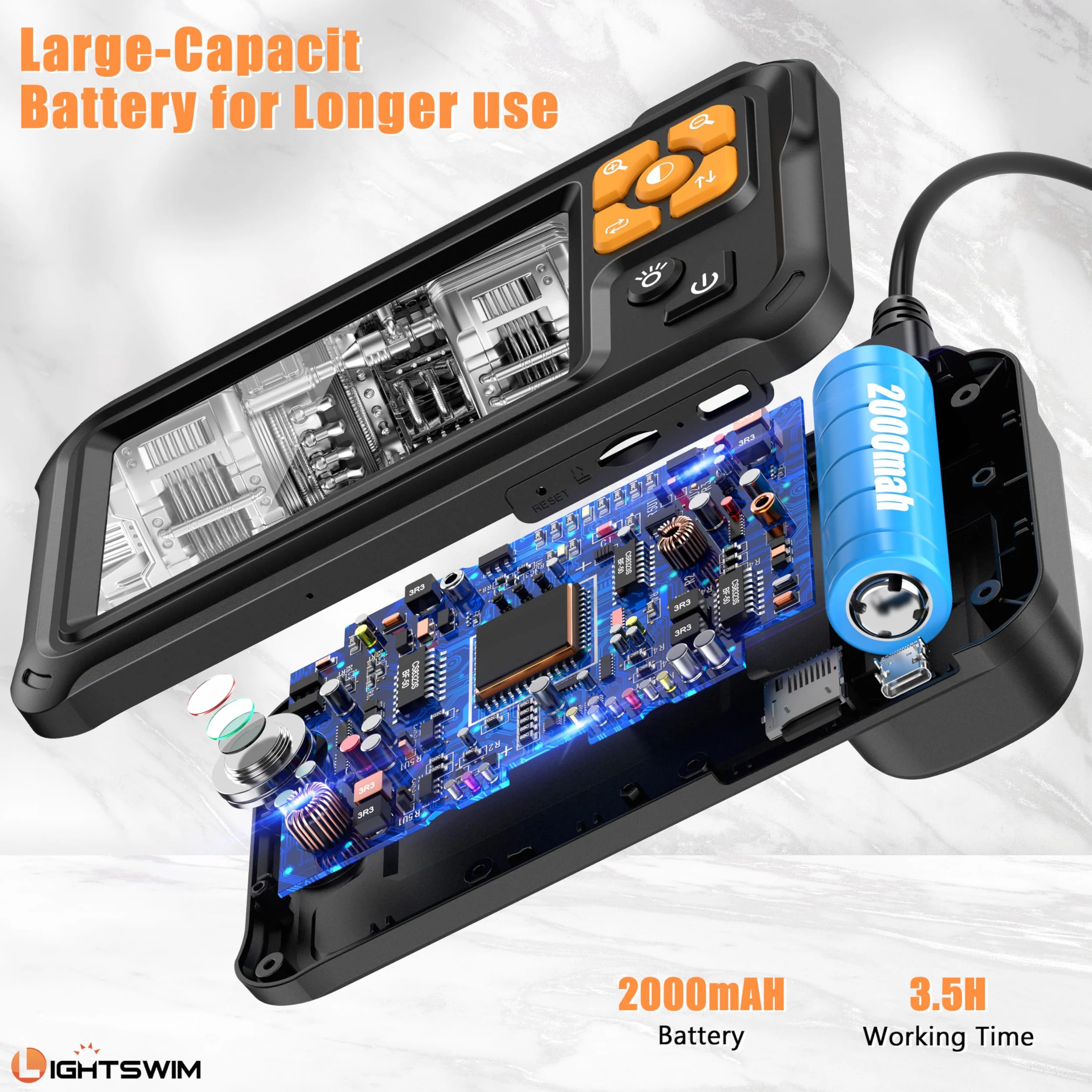 Boroscopio digitale industriale HD 1080P 4,3" IPS IP67 con cavo 5m telecamera ispezione endoscopio