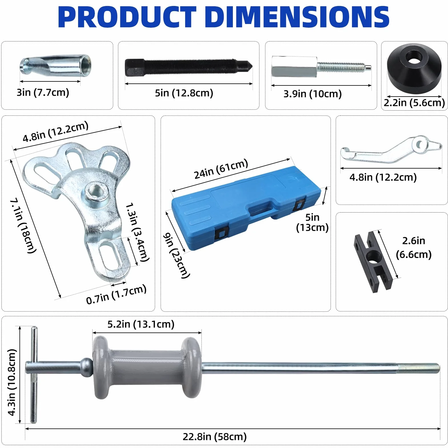 BOOMSTART Scorrevole Martello Dent Mozzo Estrattore Kit 16 Pezzi 2/3 Mascella Esterna Interna Auto Camion