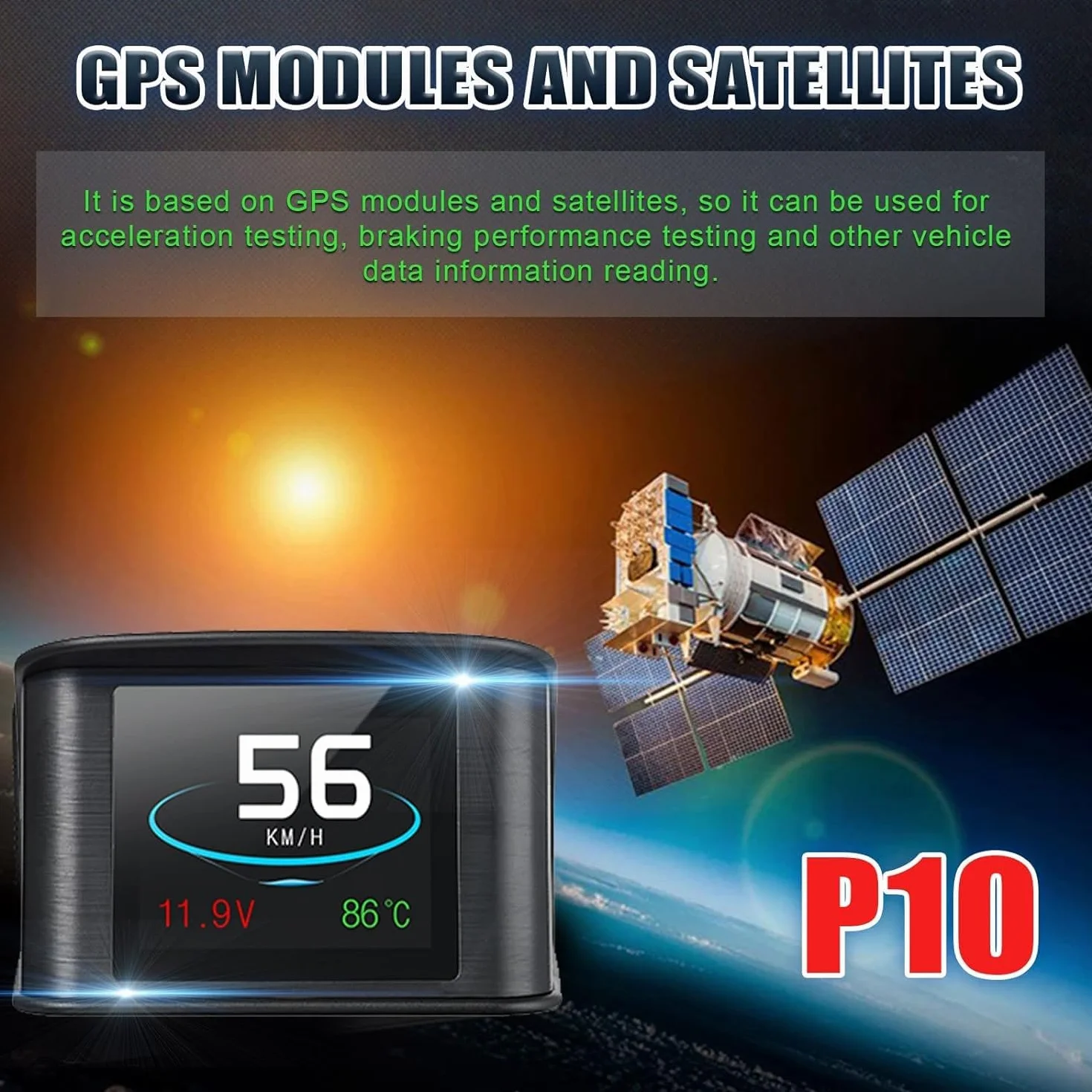 DEWIN HUD OBD2 Head up Display per auto, P10 tachimetro GPS Tachimetro Digitale GPS per Auto OBD Car Head-up Display con allarme di velocità eccessiva voltmetro avvertimento
