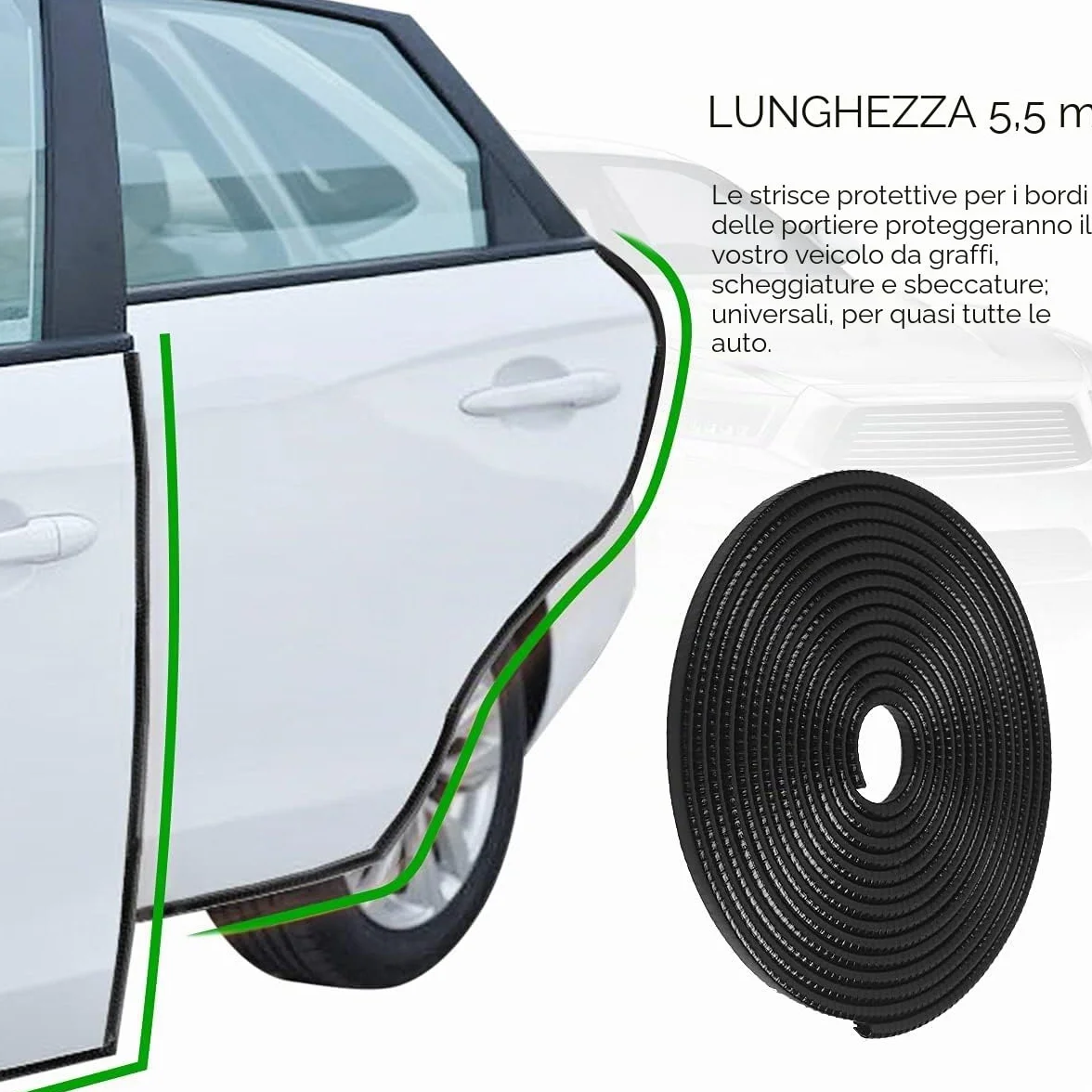 URAQT 5.5 M Protezione Porte Auto, Protezione per Bordi Auto in Gomma, Guarnizione Porta Auto a forma di U, Autoadesivo per la Maggior Parte delle Automobili (Nero)
