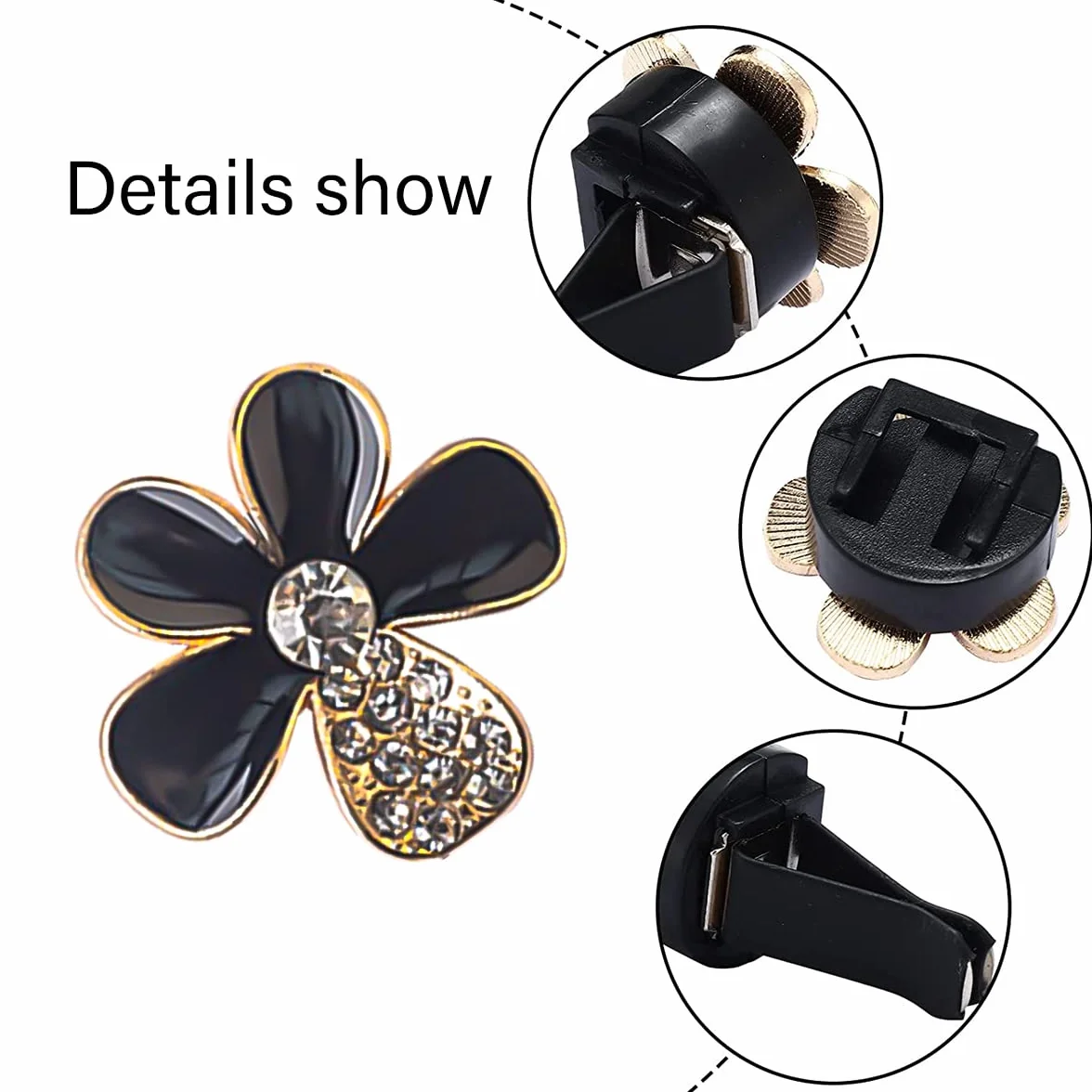 Clip Con Fiore Di Margherita per Presa D'aria Condizionata Auto, Diffusore Profumo Auto a Forma Di Fiore, Accessori Decorazione Interni Nero