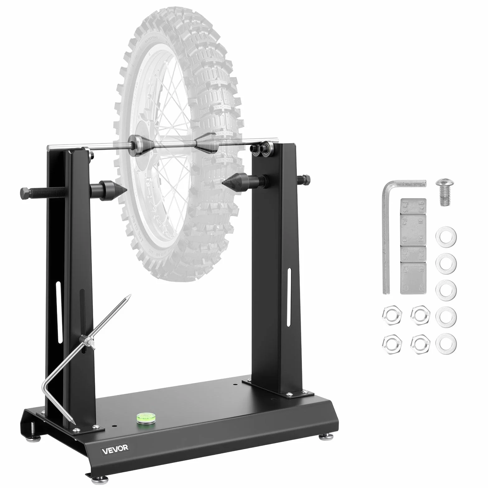 VEVOR Equilibratrice per Ruote Moto Biciclette, Equilibratore Cerchi con Coni Centraggio Regolabili, Diametro 889 mm 40 kg