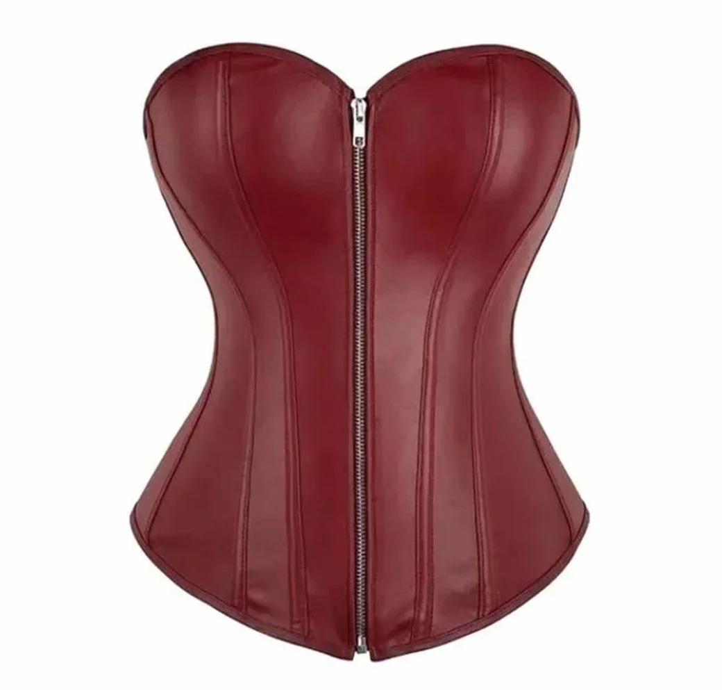 Corsetto da donna in pelle stile gotico steampunk overbust top