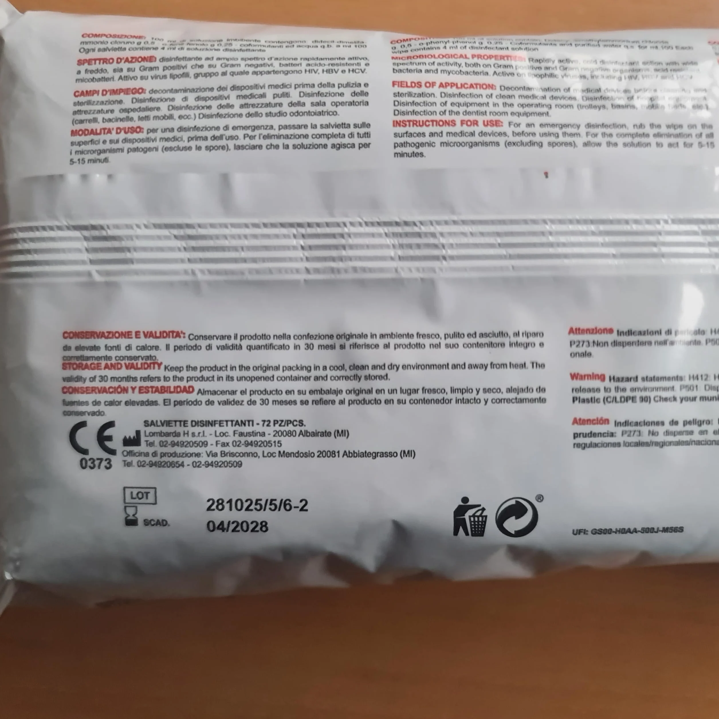 BACTISN WIPE 2000 Salviette disinfettanti Confezione 72 salviette