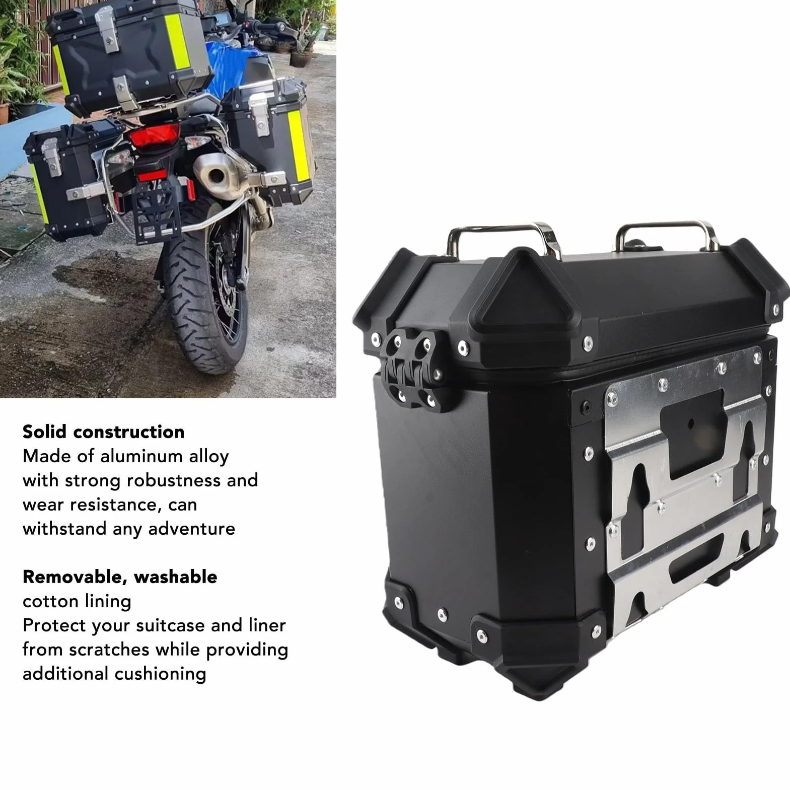 Valigia Laterale per Moto in Lega di Alluminio con Protezione Eccellente, Borsa Laterale Rigida da 18 Litri per Moto, per Sostituzione per (BLACK)