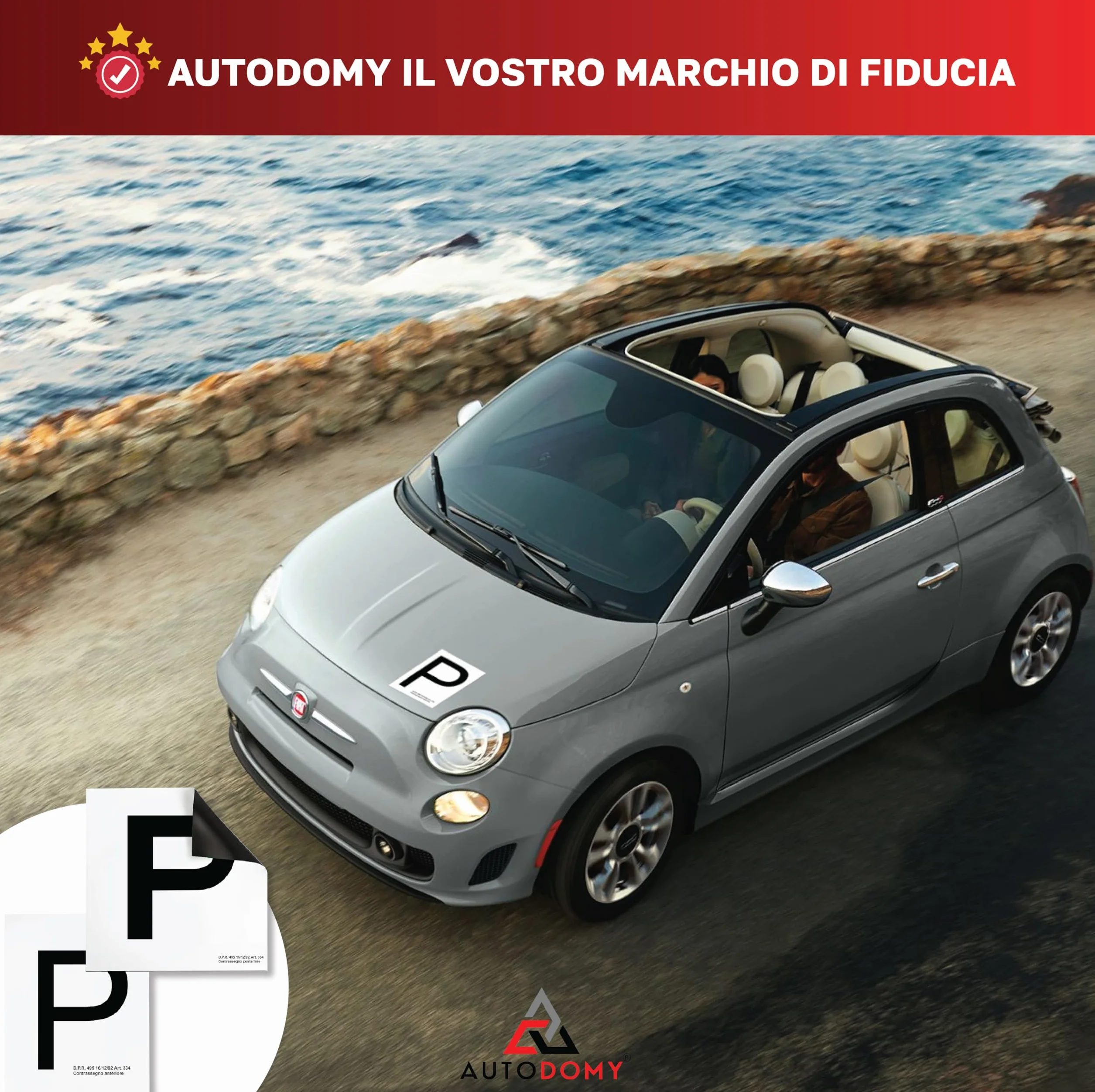 P Principiante Magnetica Vinile Set 2 Pezzi Anteriore + Posteriore per Auto