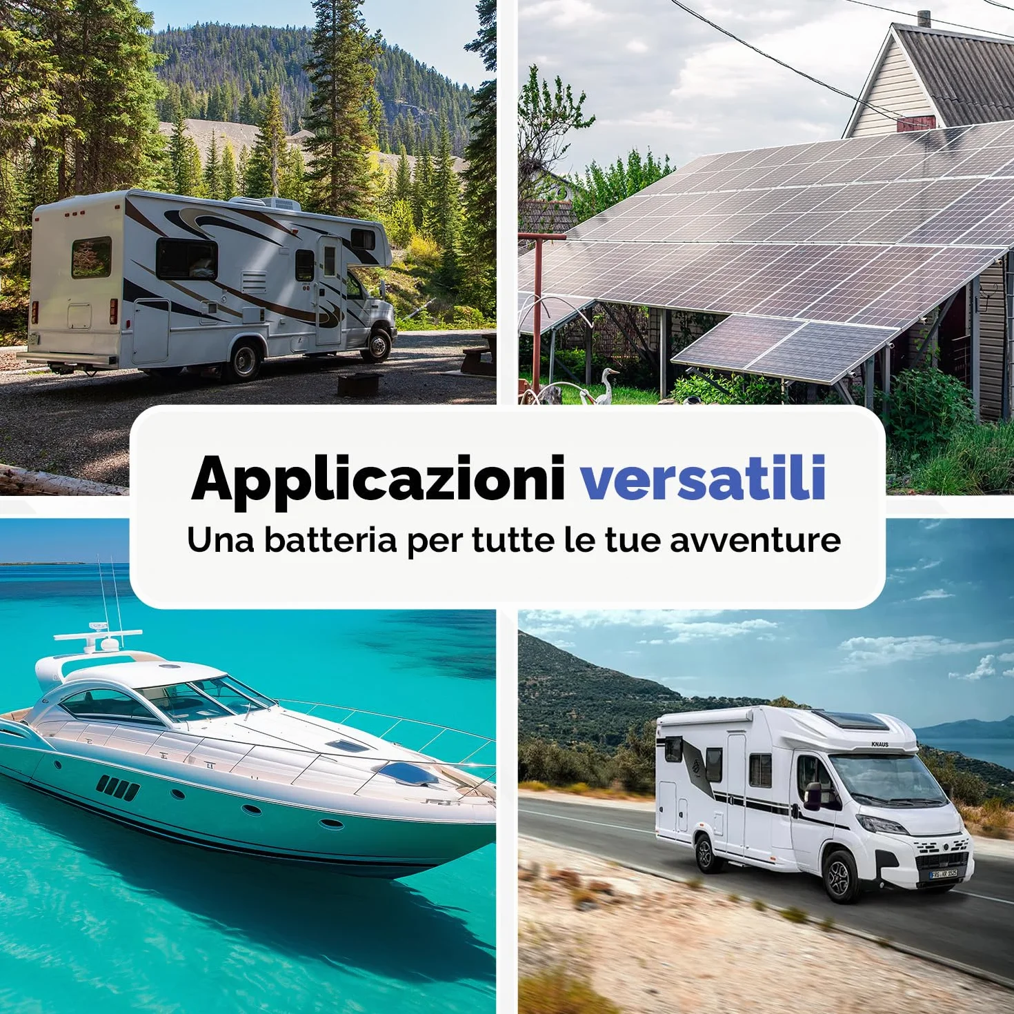 Batteria AGM Caravan 12V 100Ah deep cycle sigillata 278x175x190mm