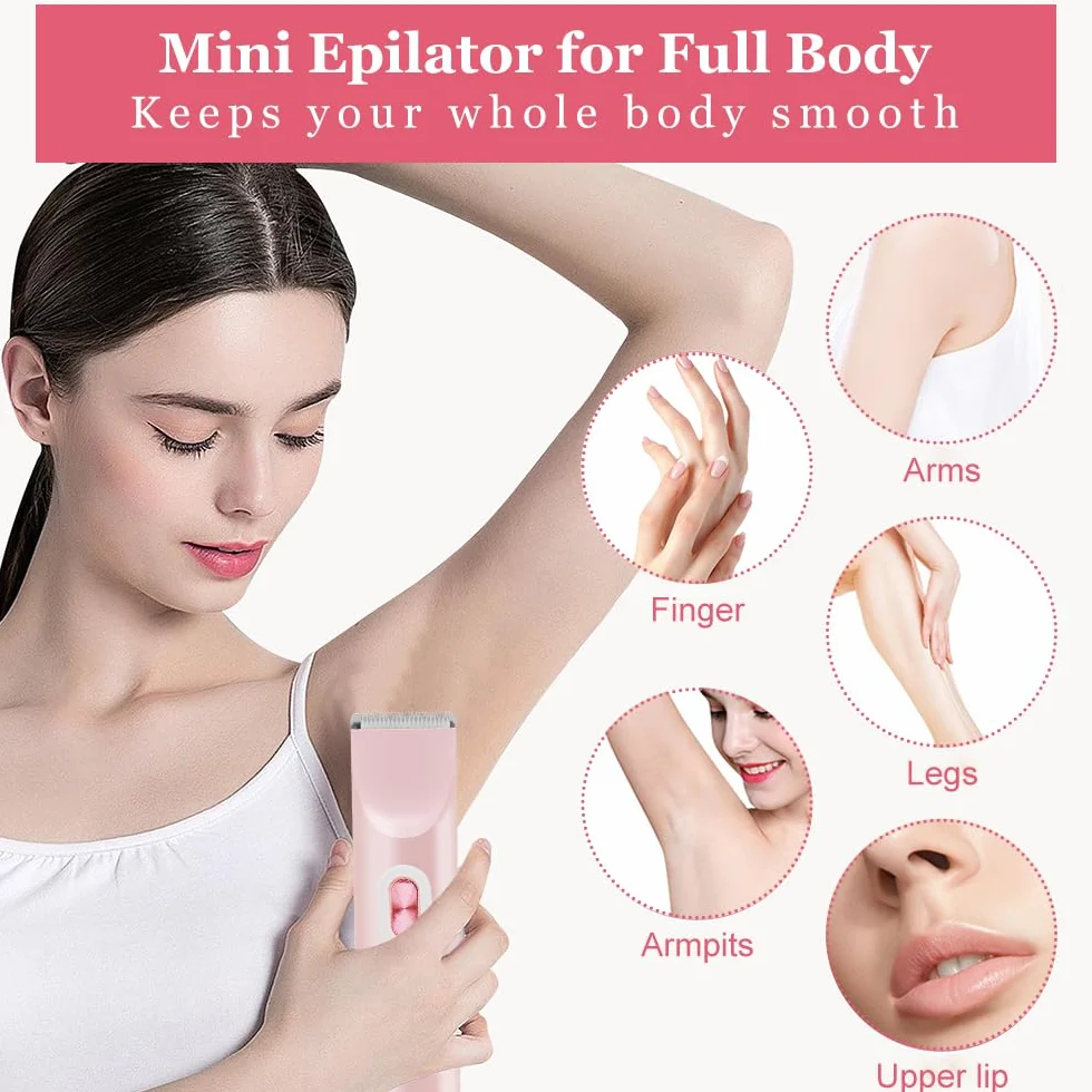 Trimmer bikini ricaricabile a doppia testa - Rasoio intimo elettrico depilatore linea bikini (Rosa)
