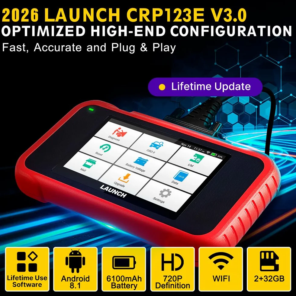 LAUNCH CRP123E V3.0 OBD2 Diagnosi Auto Professionale Italiano Sistema Motore ABS SRS Trasmissione Reset Olio EPB FAP SAS CANFD DOIP