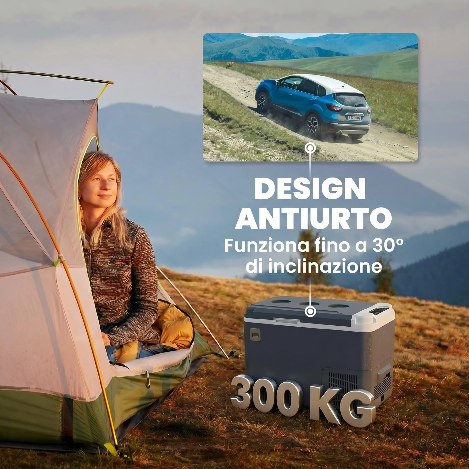Outsunny Frigorifero Portatile per Auto 25L con Compressore, Frigo Portatile Elettrico Anti-Shock, APP Bluetooth, Maniglia, 12/24V DC e 100-240V AC, -20°C a 20°C, per Campeggio Camion Barca Camper