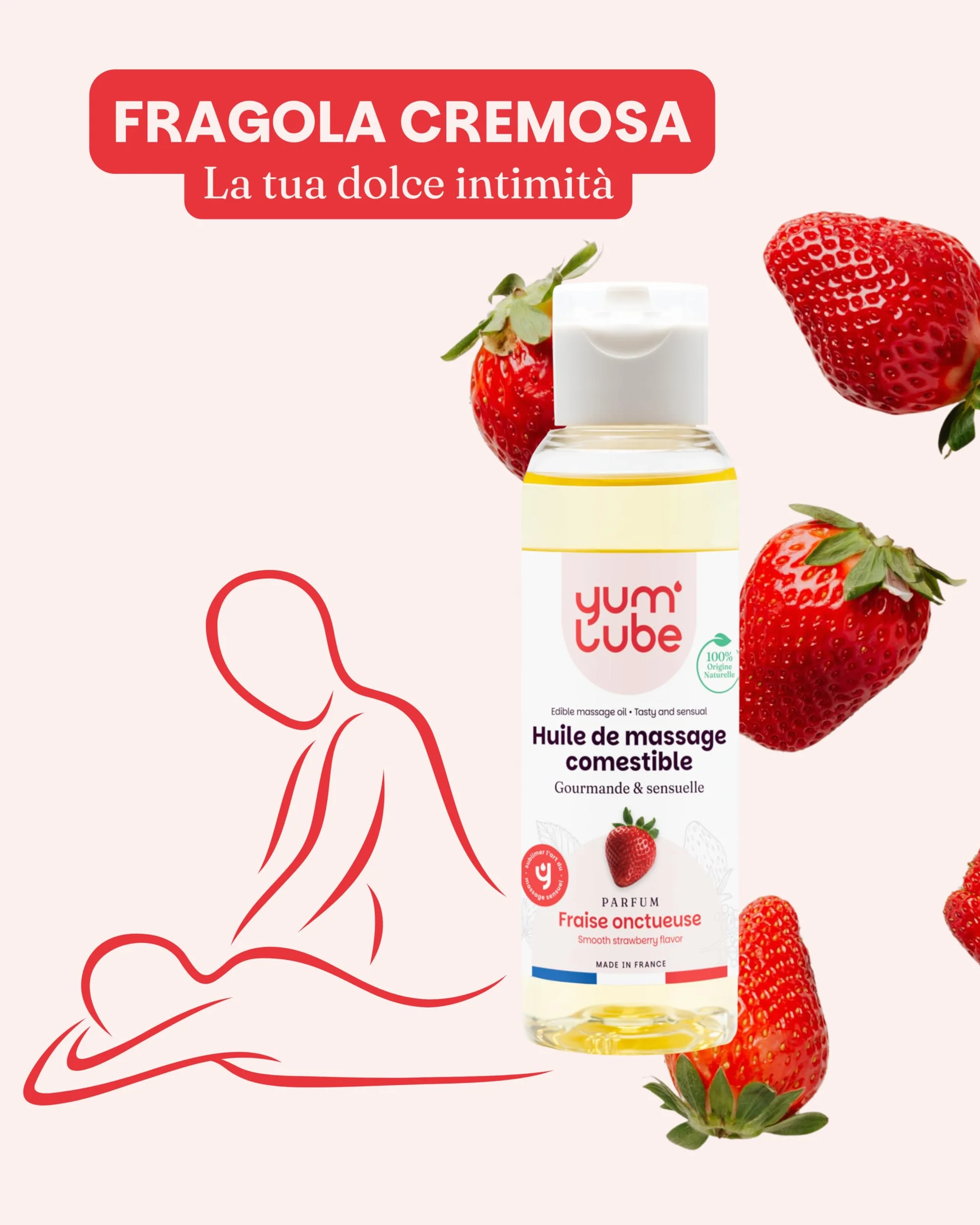 Yum'Lube Olio Massaggio Sensuale Lubrificante 100% Naturale Bio Comestibile Made In France