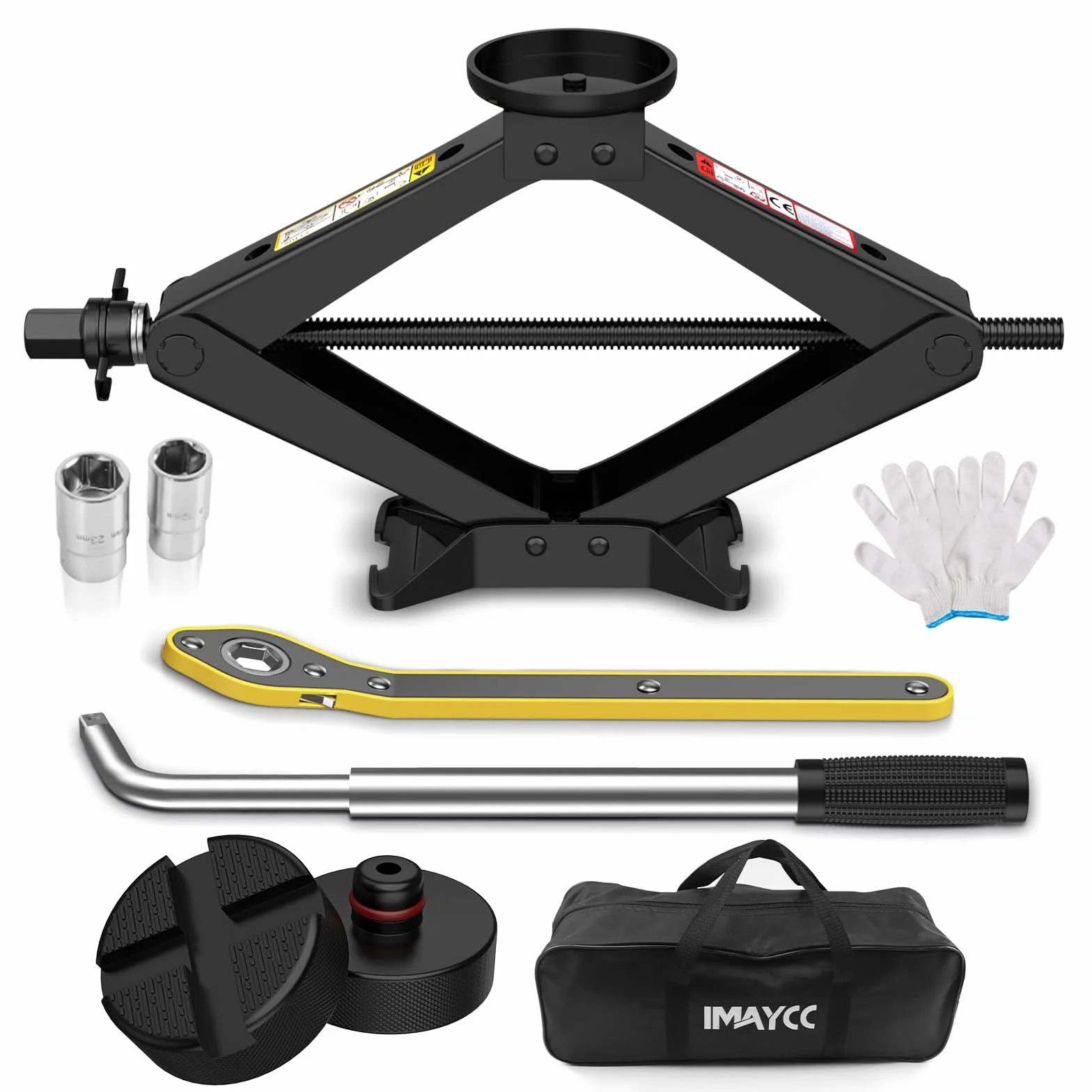 Cric Auto Universale 2.5T/2500kg Tampone Gomma Chiave Dadi Ruota Forbice Kit Emergenza Berline SUV Tesla Model 3/Y/S/X