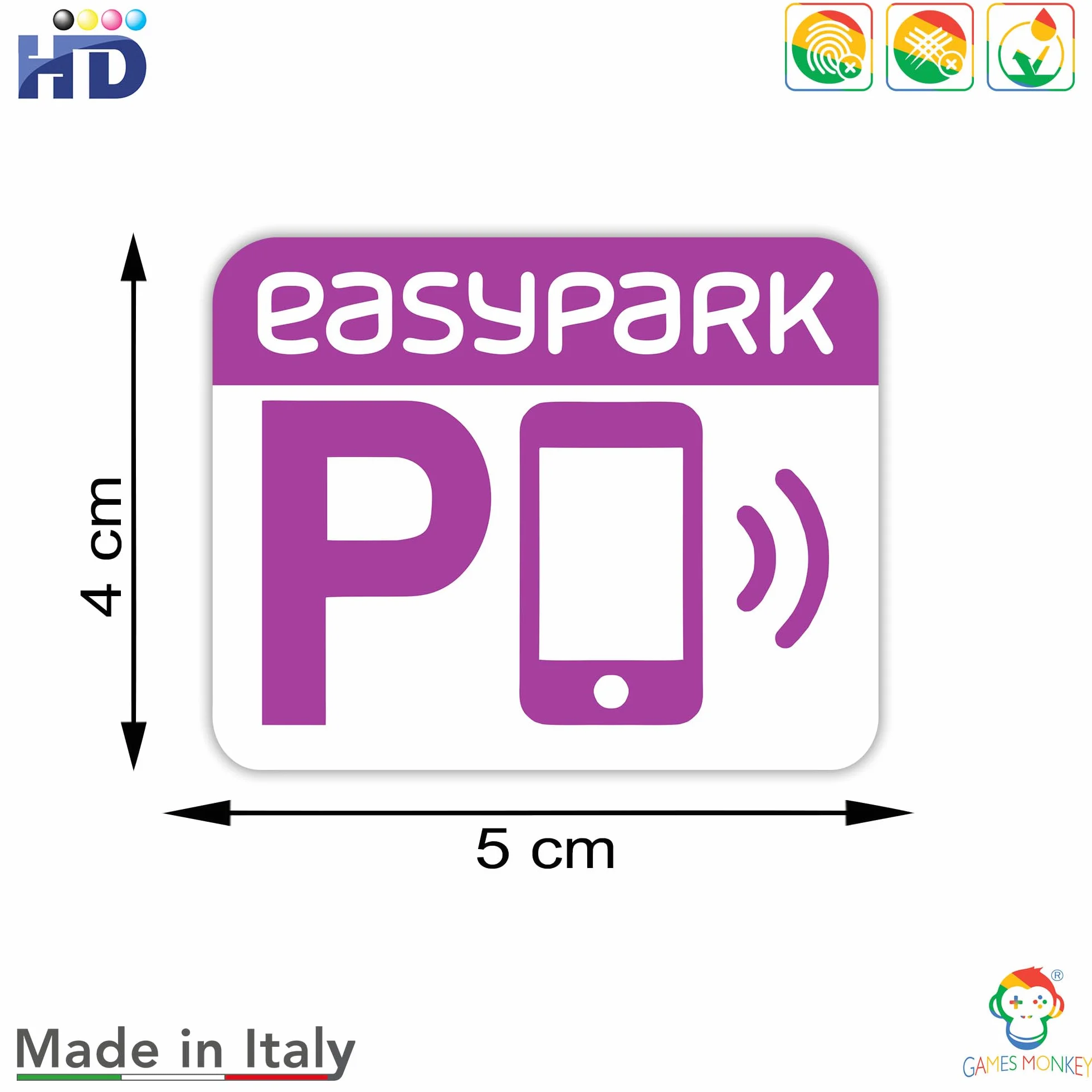 EASYPARK Kit Adesivi Parcheggio Ufficiali 5x4 cm Visibilità Day&Night Anti-Pioggia UV Conforme ZTL Strisce Blu Applicazione Senza Aloni Esterno 2