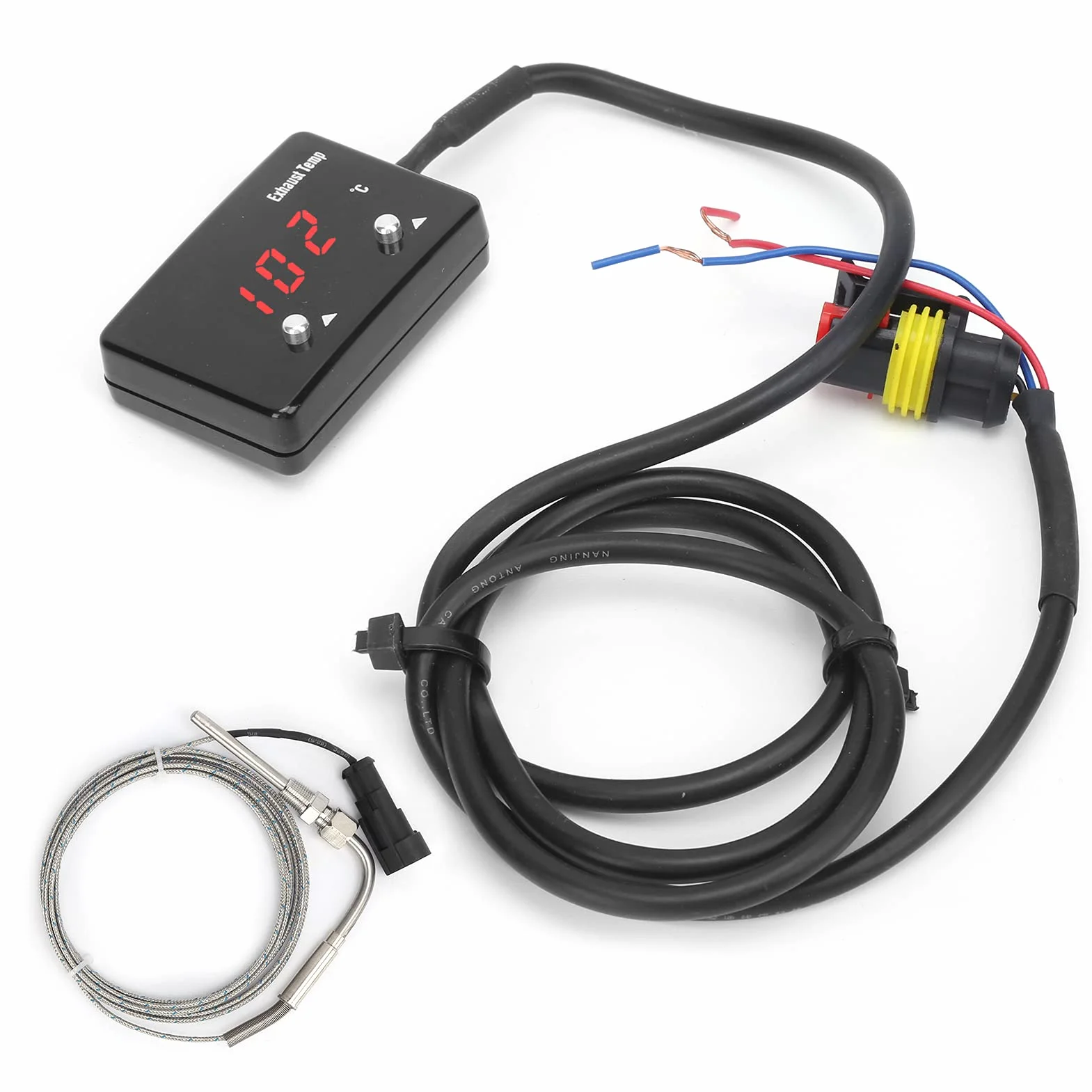 Misuratore EGT Indicatore Temperatura Gas di Scarico Display LED Digitale 0-1000 ℃ con Connettore Livello di Avviso Regolabile per Veicoli 12V