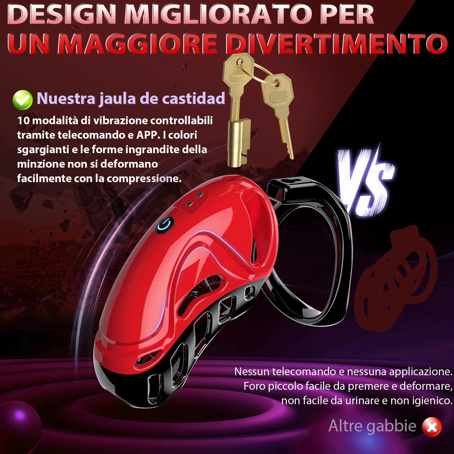 Gabbia per Pene Sex Toy Uomo con 5 Anelli - Giocattolo Sessuale Maschile per Bondage SM