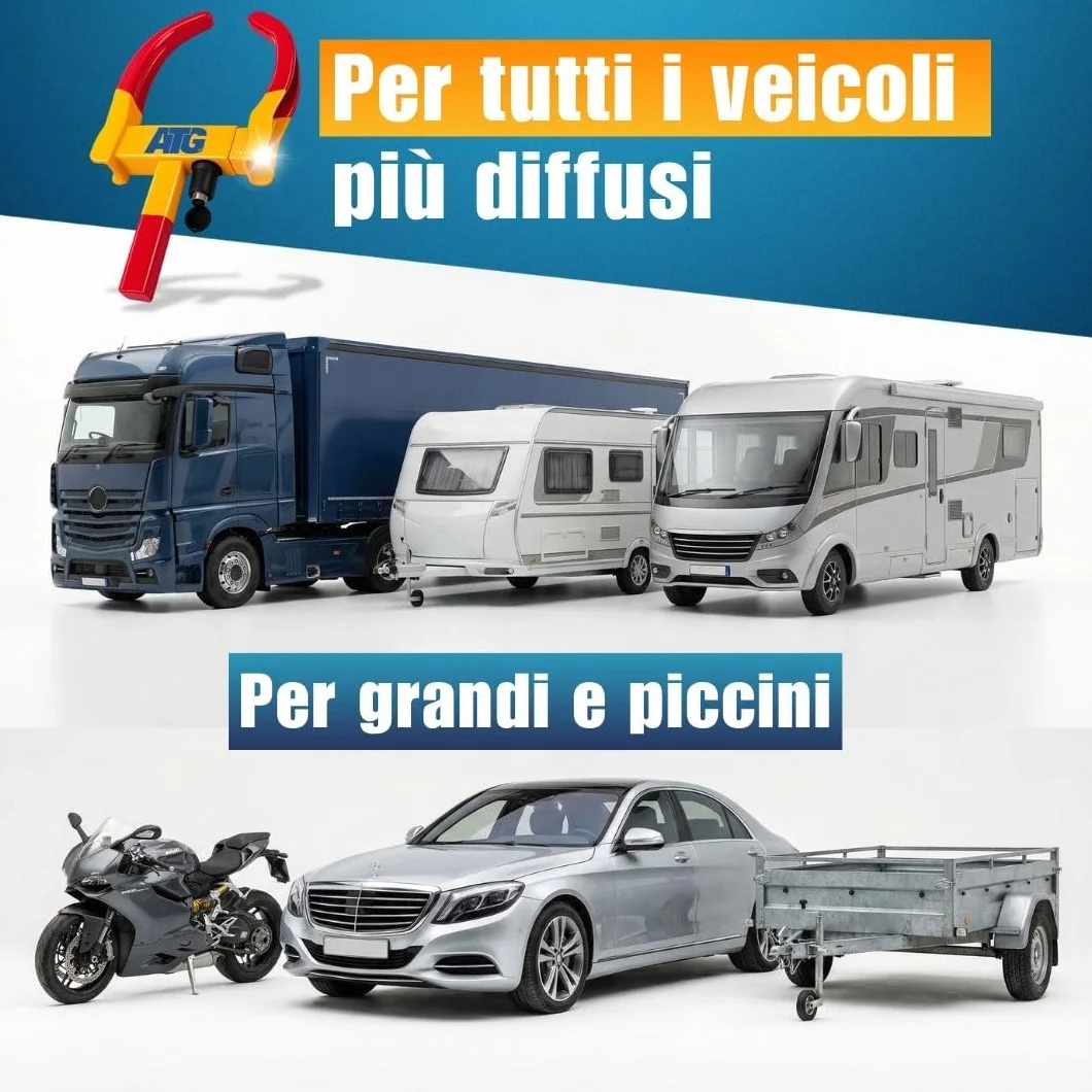 ATG Bloccaruota Auto e Rimorchio – Antifurto Meccanico Universale Ganascia Bloccaruota per Auto, Camper, Caravan, Moto – 18–28 cm