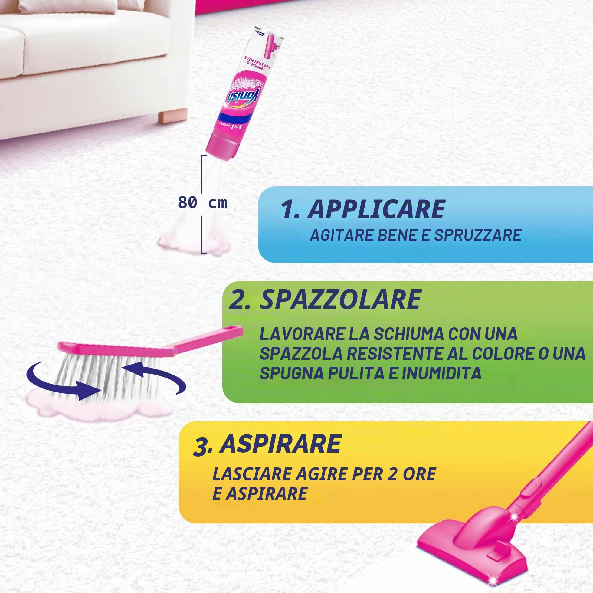 Vanish GOLD Power Detergente per tappeti in schiuma Extra forte 650 ml