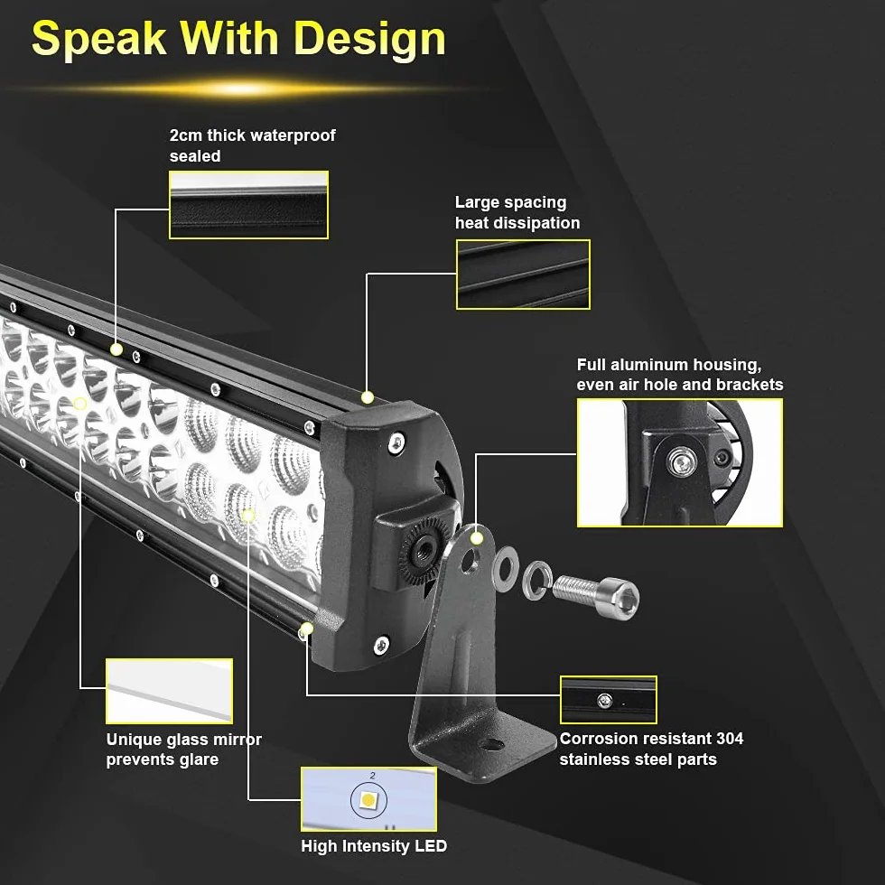 Willpower Barra LED Fuoristrada Barra Luce a Led 107cm 240W Combinazione di Fascio Spot e Inondazione 12V 24V Con Cablaggio Fari LED Luci da Lavoro per Trattore Auto Camion Barca 4x4 ATV