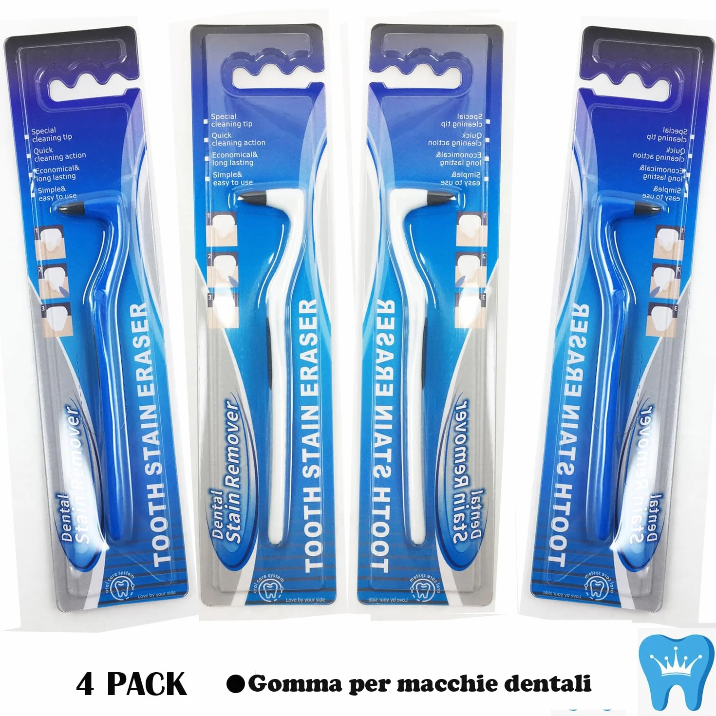 Smacchiatore Denti Professionale 4 PCS Rimozione Tartaro Placca Macchie Caffè Tè Tabacco