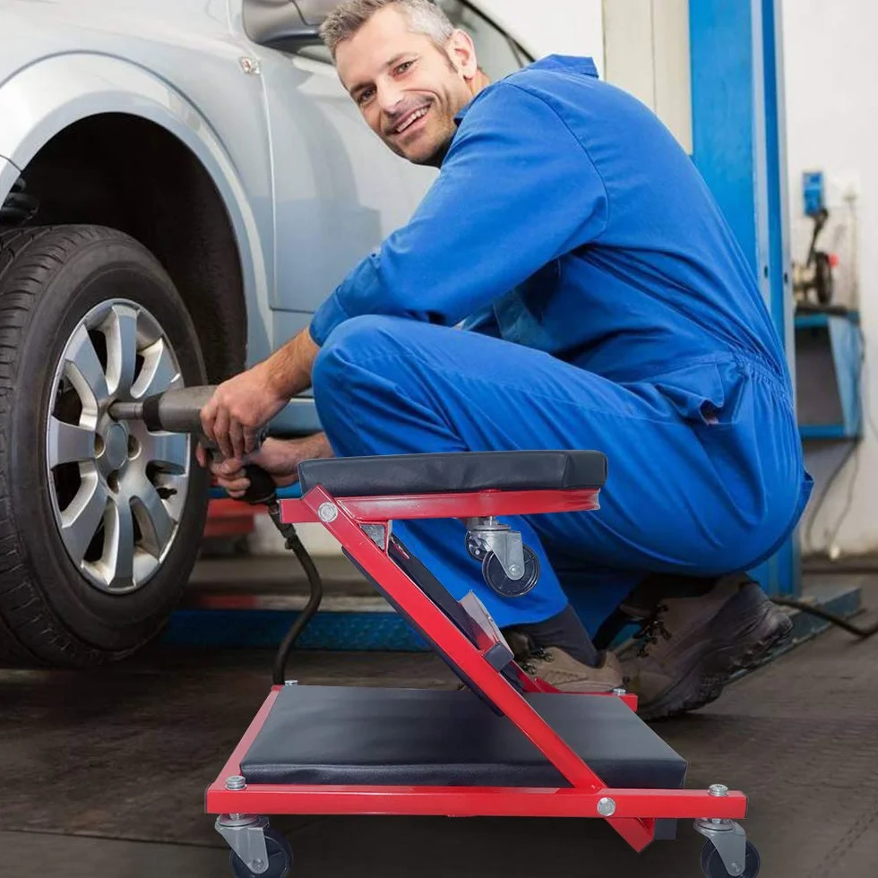 Lettino per officina auto 2 in 1 con rotelle, 150 kg, rotelle girevoli 360°