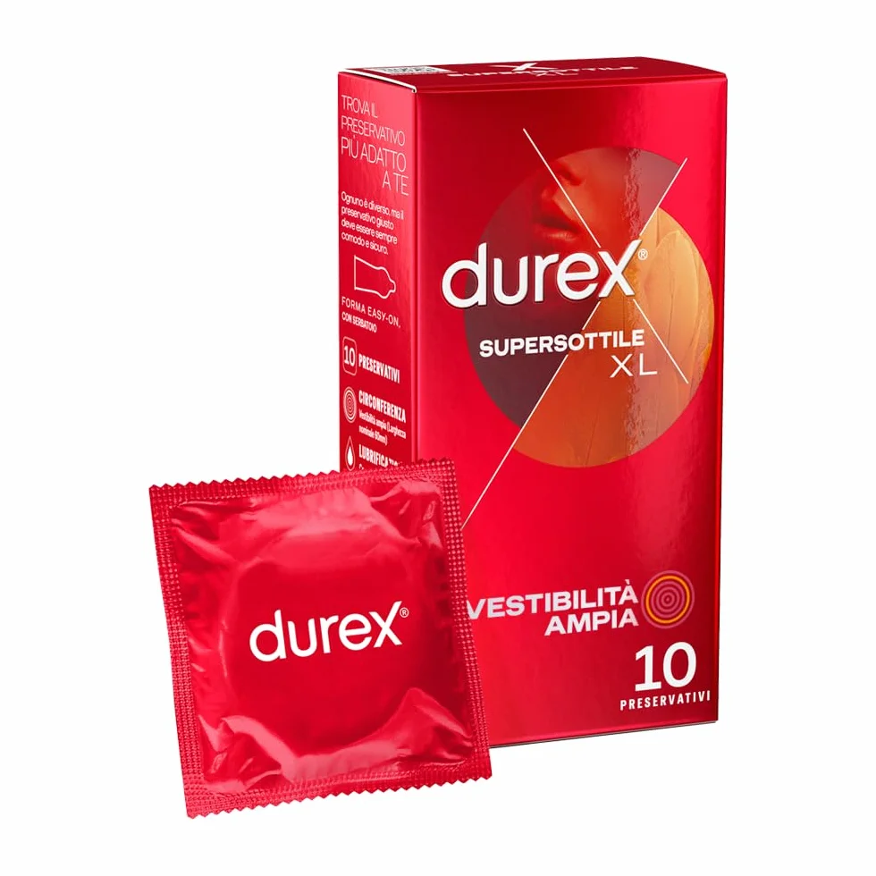 Durex SuperSottile XL Preservativi Ultra Sottili Extra-Large 10 Profilattici