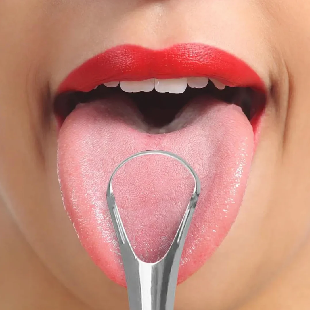 Pulisci Lingua in Acciaio Inox, Set con Design a U e Doppia Faccia, Raschietto per Lingua per Ridurre l'Alitosi