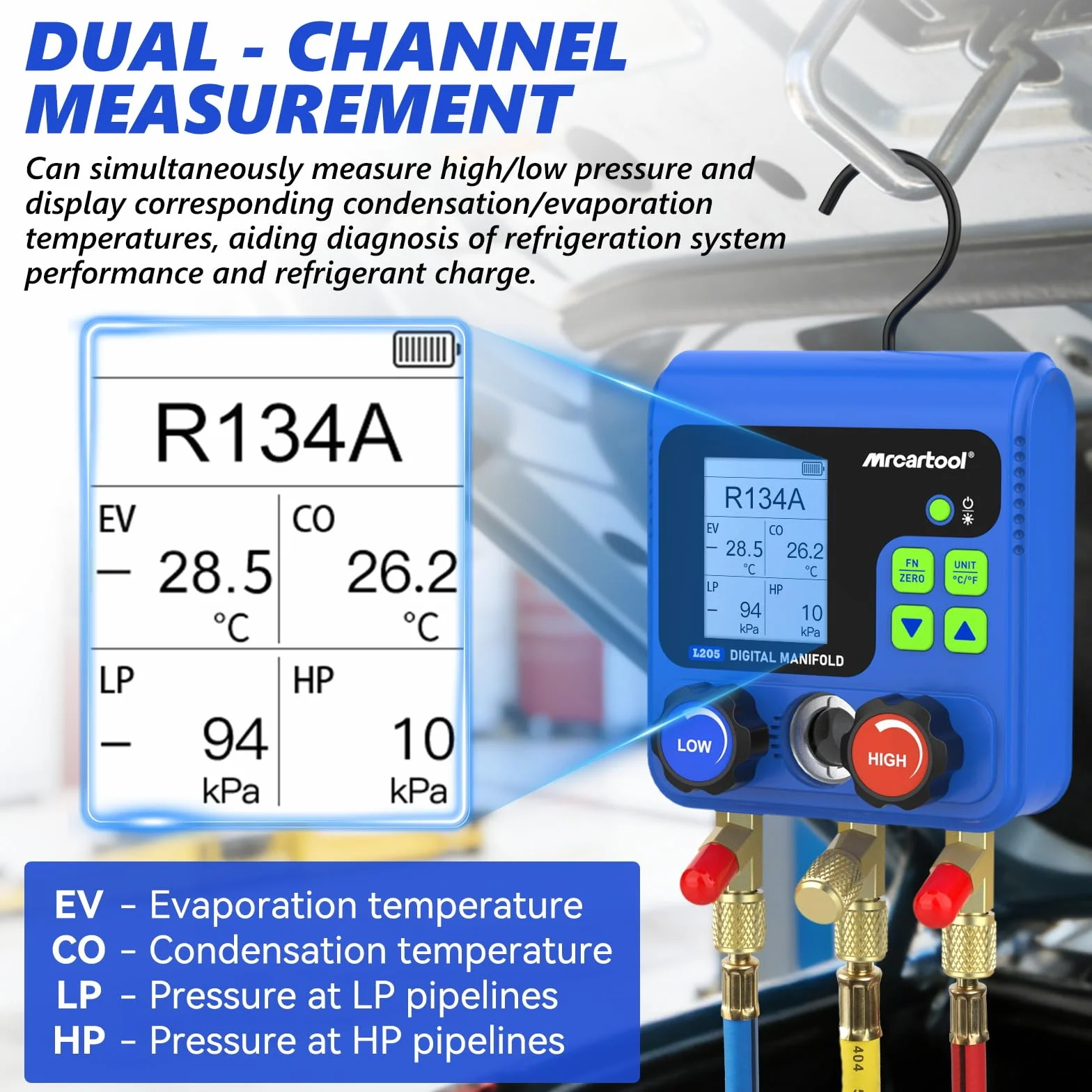 MRCARTOL Kältemittel Distributore digitale per climatizzatori 92 refrigeranti display HVAC R134A R32 R410A