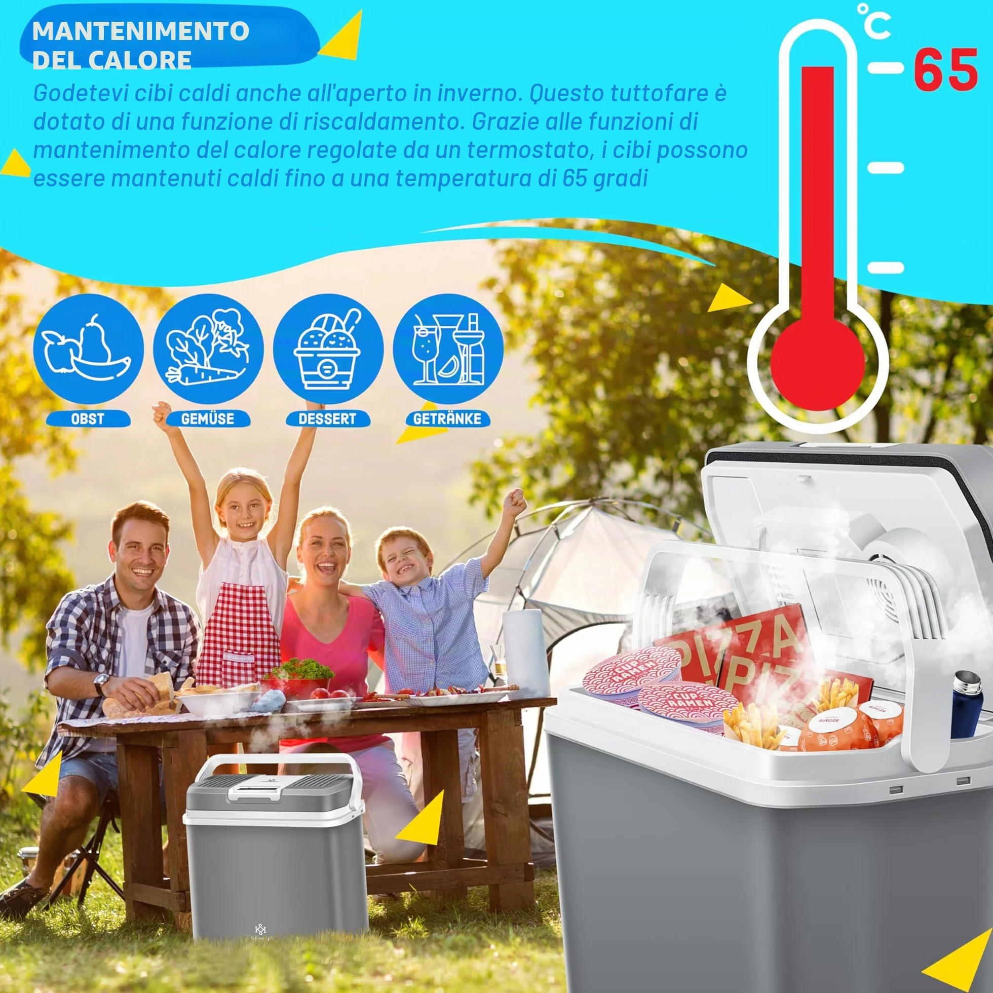 KESSER® Frigobox da 24 litri | RAFFREDDA e RISCALDA | Frigo box termoelettrico 12 volt e 230 volt con 2 batterie di raffreddamento | Mini frigo | per auto e campeggio | EEK A+++| Auto e campeggio