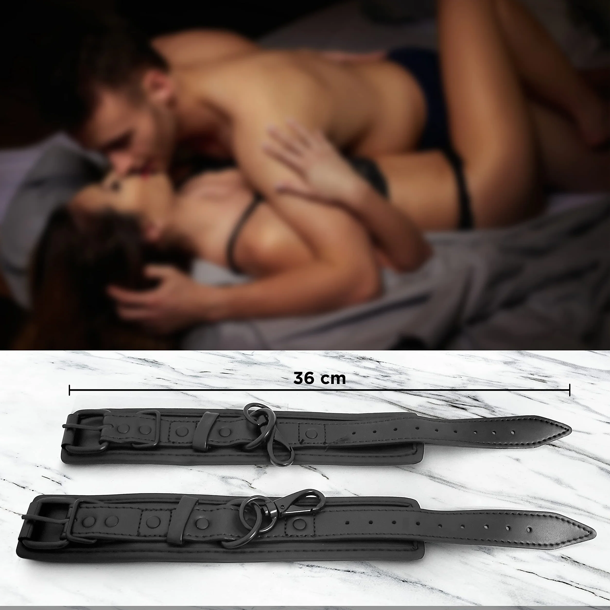 Manette Regolabili in Ecopelle per Coppie, Accessorio Elegante per Intimità, Giochi Erotici