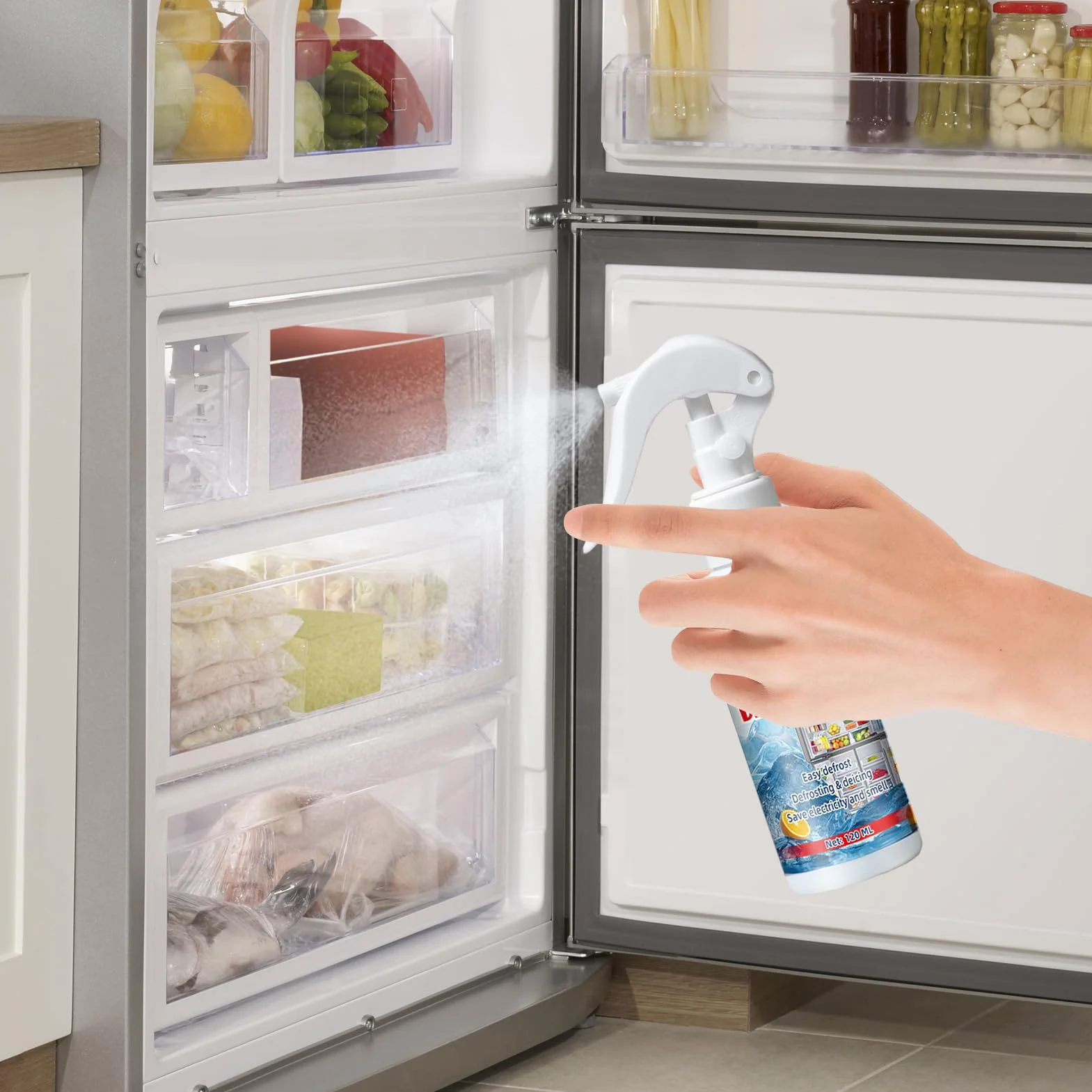 Spray Sbrinatore Per Frigorifero - Antigelo Per Congelatore - Formula Alimentare Sicura Per Vetri