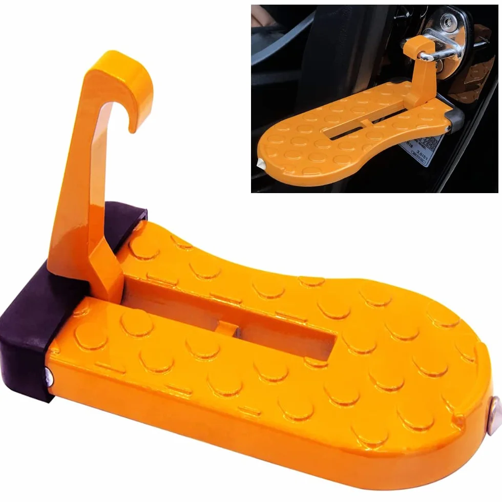 Universal Car Door Latch Step, Pieghevole Car Roof Rack Step con vetro window Breaker, facile accesso al tetto per la maggior parte dell'automobile, SUV, carico massimo 400 LBS (Arancia)