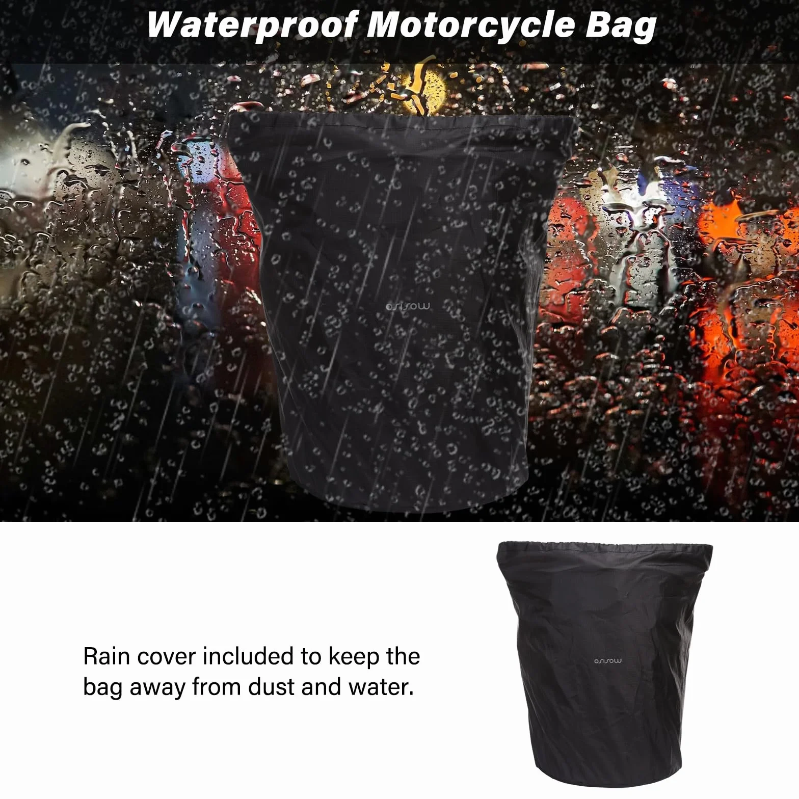 MOSISO Borsa Moto Schienale Sissy Bar da Viaggio Marsupio per Grande Capacita Espandibile 30L-48L, Borsa Posteriore Moto con Copertura Antipioggia e Tracolla, Nero
