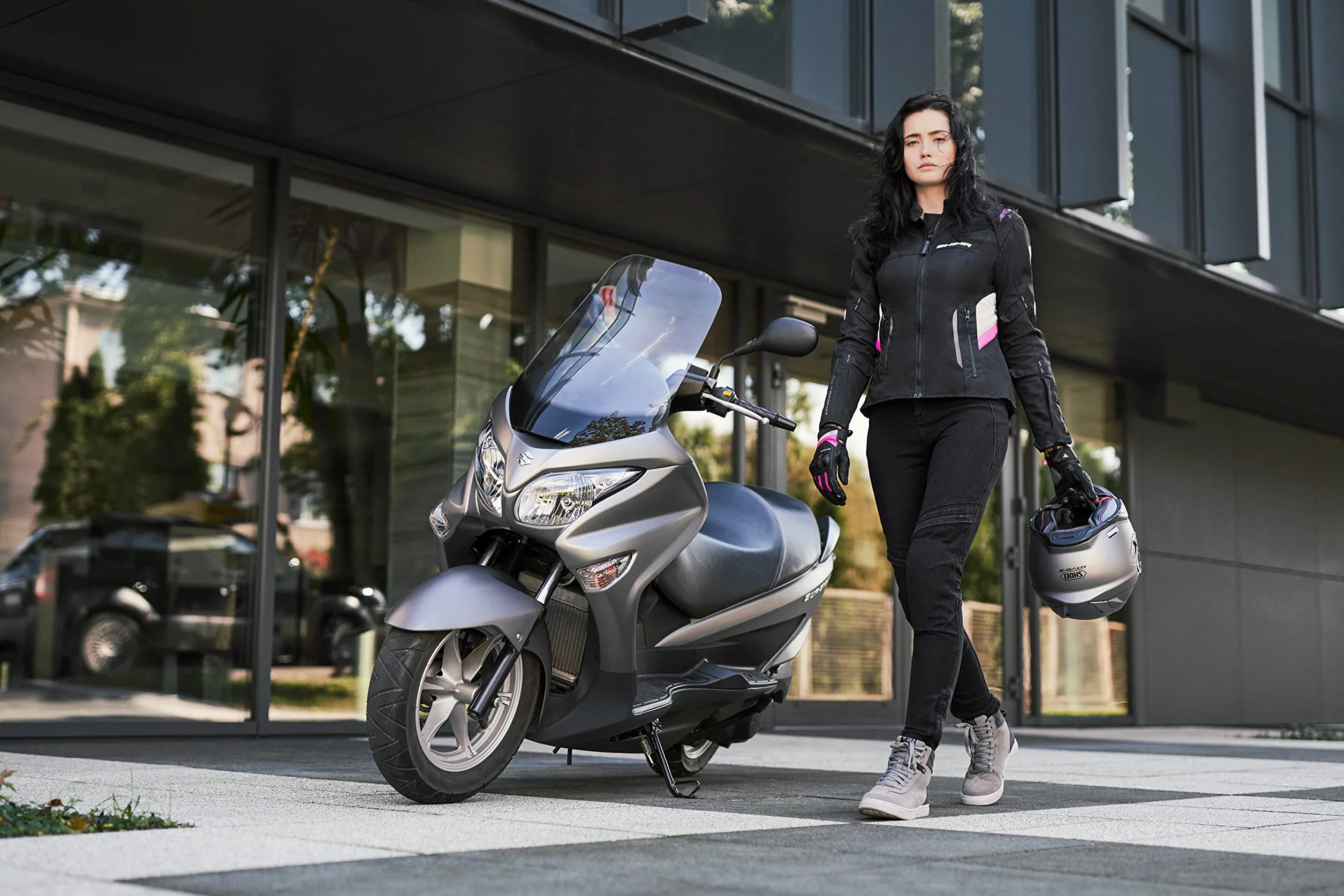 SHIMA SX-2 EVO LADY Scarpe Moto Donna | Stivali Moto in Pelle, Traspirante, Rinforzato con Supporto della Caviglia, Suola Antiscivolo, Impugnatura per il Cambio di Marcia (Grigio, 38)