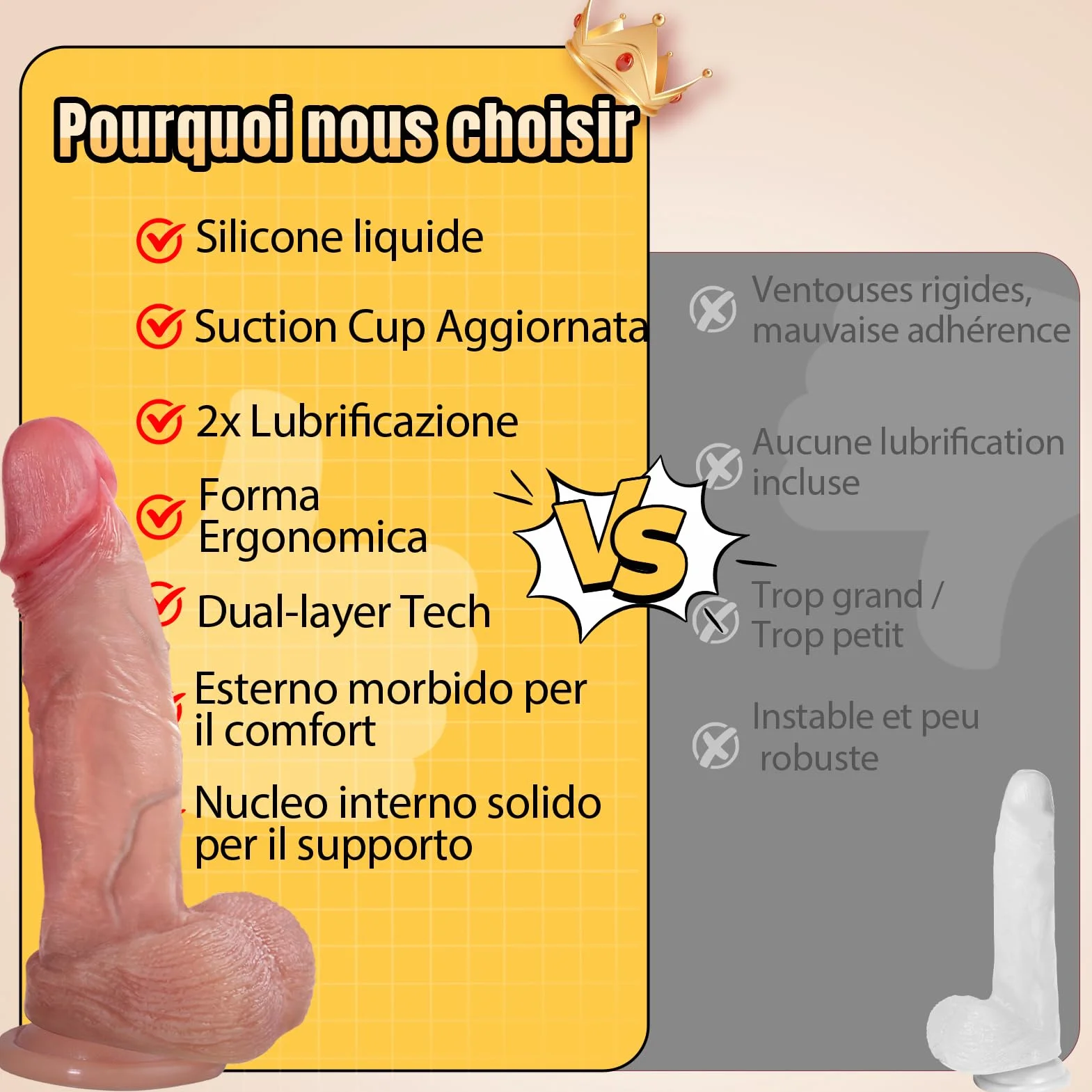Sex Toys Dildo Realistico Anale 18cm Pene Adatto Sessuali Donna Uomo Coppia Ventosa Morbido Gigante Silicone Fallo Realistico