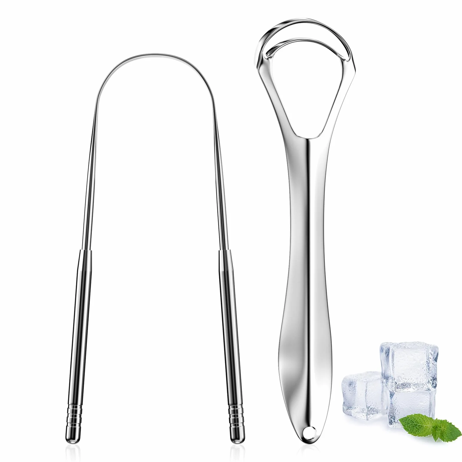 Pulisci Lingua in Acciaio Inox 304, Raschietto Lingua per Alito Cattivo, Spazzolino Lingua per Adulti e Bambini