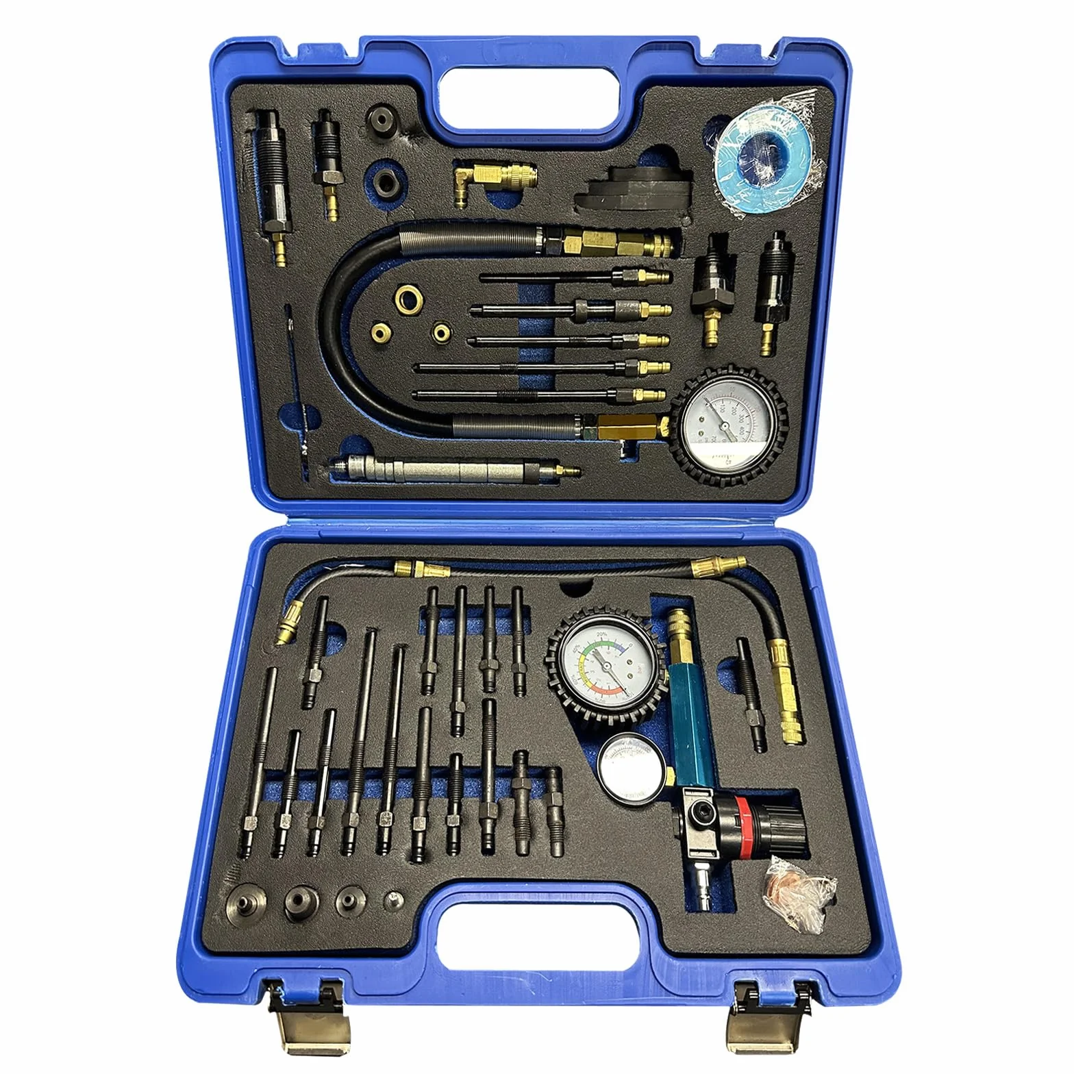 Tester Compressione, 46PCS Tester Compressione Diesel Benzina Perdita Pressione Compatibile Con Motori Diesel Benzina Auto Camion Autobus Motori Navi Agricole