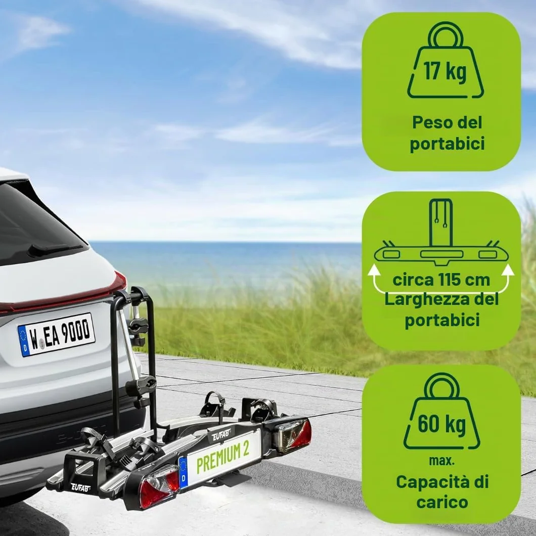 EUFAB 11521 Premium II - Portabici per portellone Baule