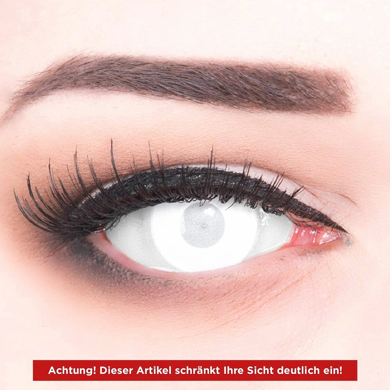 Funnylens Cieco White Lenti a Contatto Zombie Bianco Colorate Annuali con Supporto Gratis per Halloween Carnevale