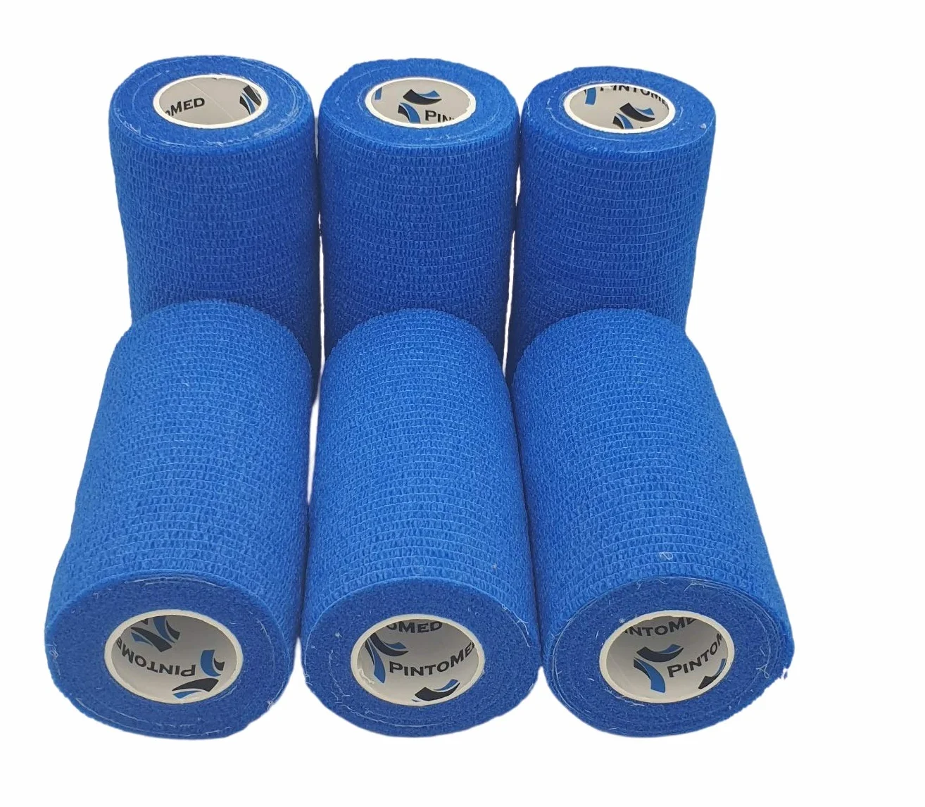 PIntoMed Cohesive Bandage BLU 6 x 10 cm x 4.5 m Autoadesiva Flessibile Primo Soccorso