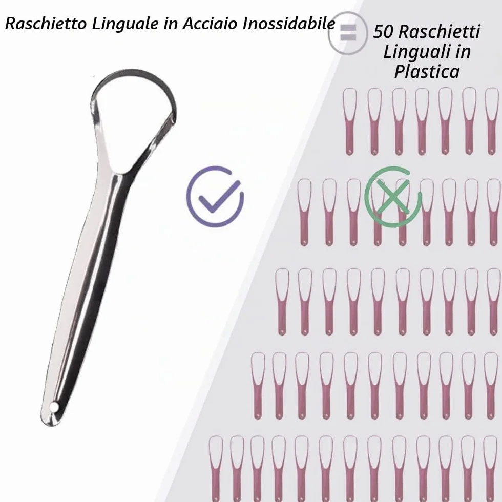 Raschietti per Lingua in Acciaio Inossidabile Antimicrobico Riutilizzabile