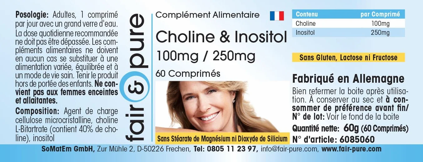 Fair & Pure Colina Inositolo 100 mg 250 mg 60 Compresse Vegan
