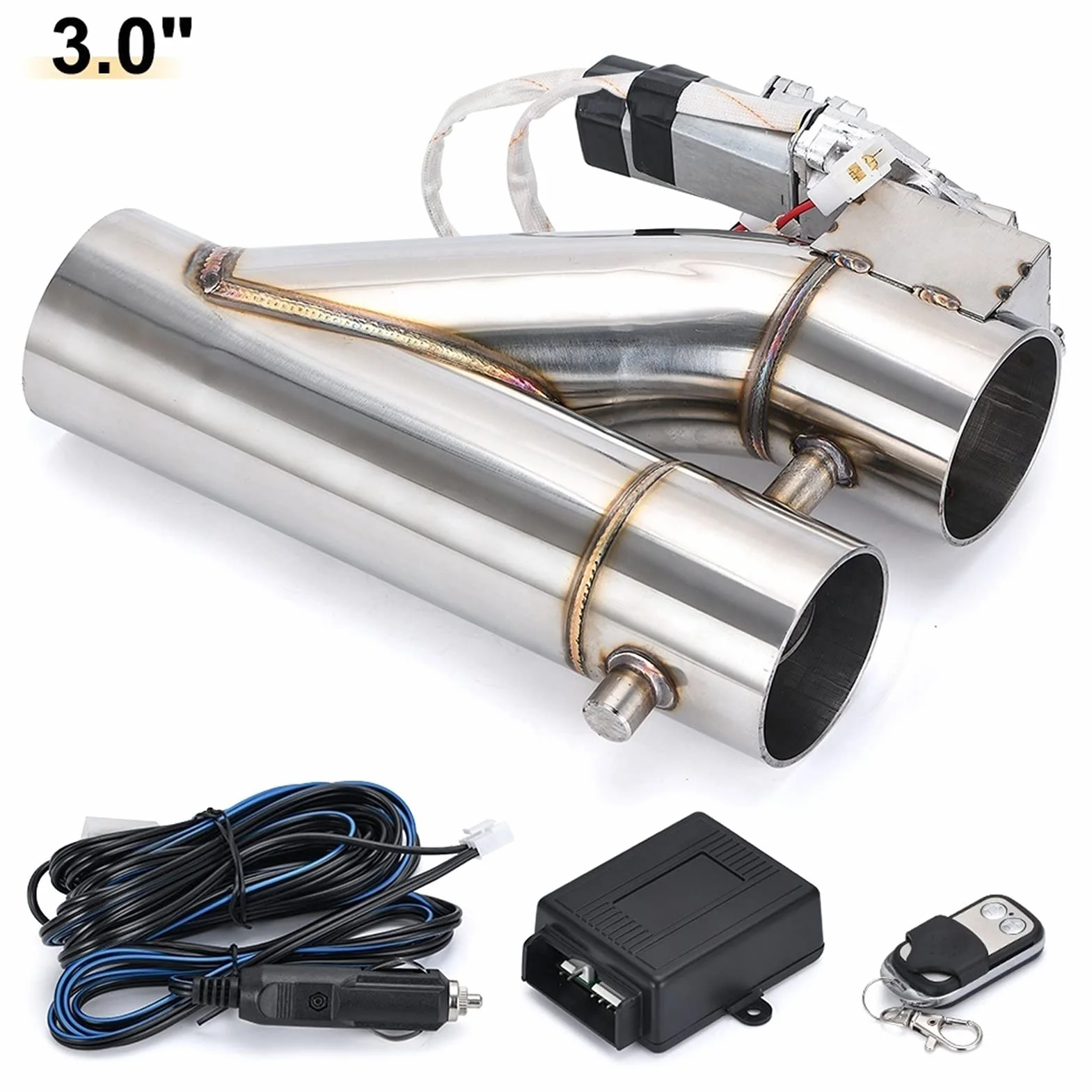 Silenziatori Valvola Doppia Con Telecomando Wireless Valvola Di Intercettazione Tubo Di Scarico Elettrica Kit Marmitta Tubo Di Scarico Universale 2" 2,25" 2,5" 3". Terminali Scarico