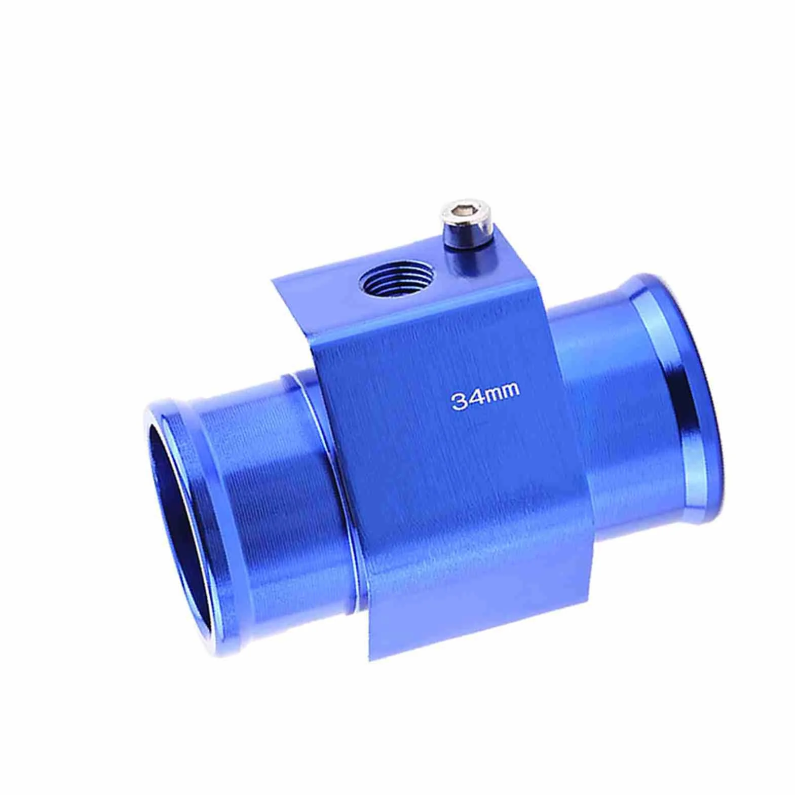 Giunto per la temperatura dell'acqua Giunto universale per la temperatura dell'acqua in alluminio per auto Raccordo per tubo del tubo del sensore Adattatore blu, 26 28 30 32 34 38 40mm(34mm)