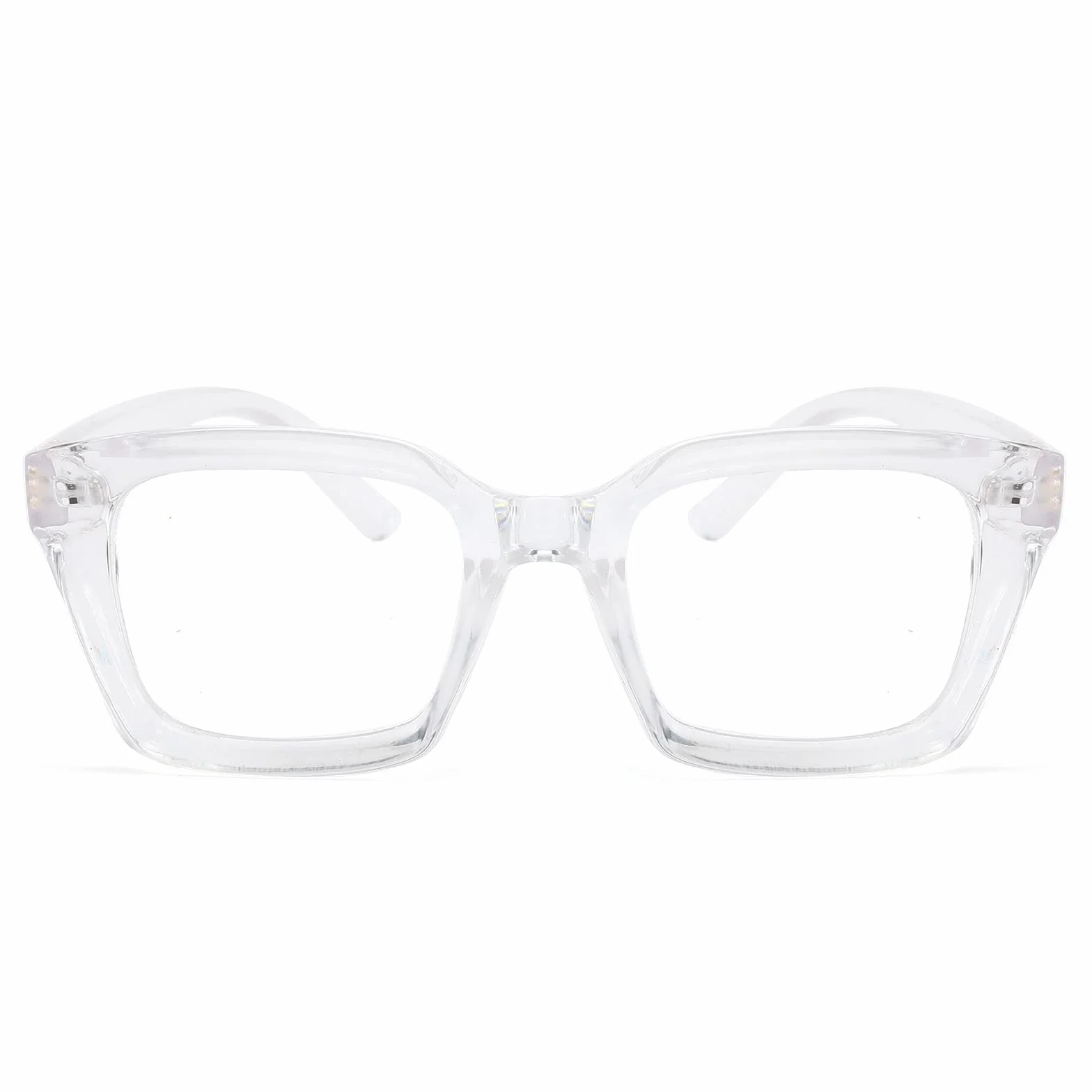MMOWW Occhiali da Lettura Rettangolari Oversized Anti Luce Blu Donna Uomo Trasparente +2.0