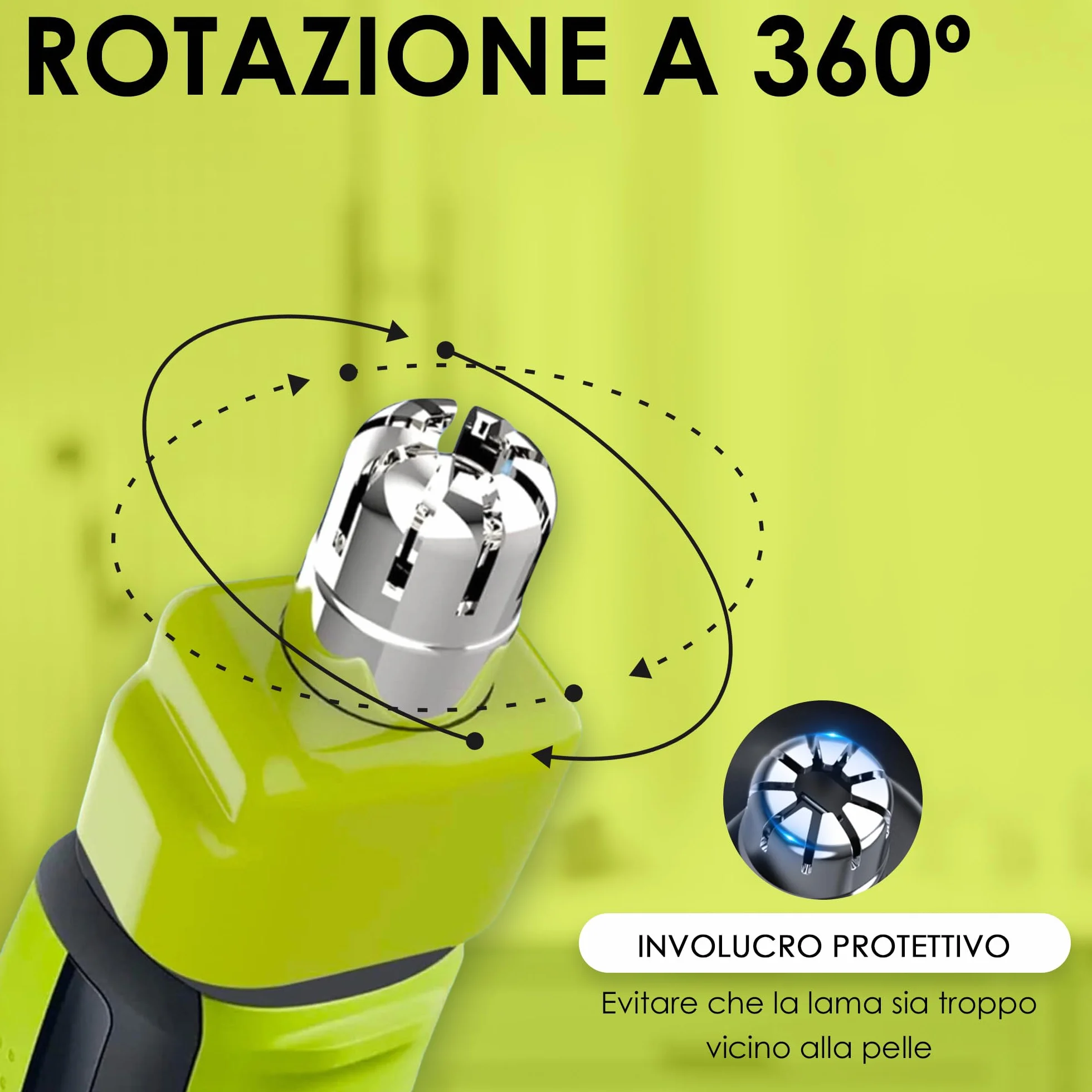 One Blade Lame per Naso e Orecchie compatibile con OneBlade, Sistema di Rotazione a 360°, 1 unità